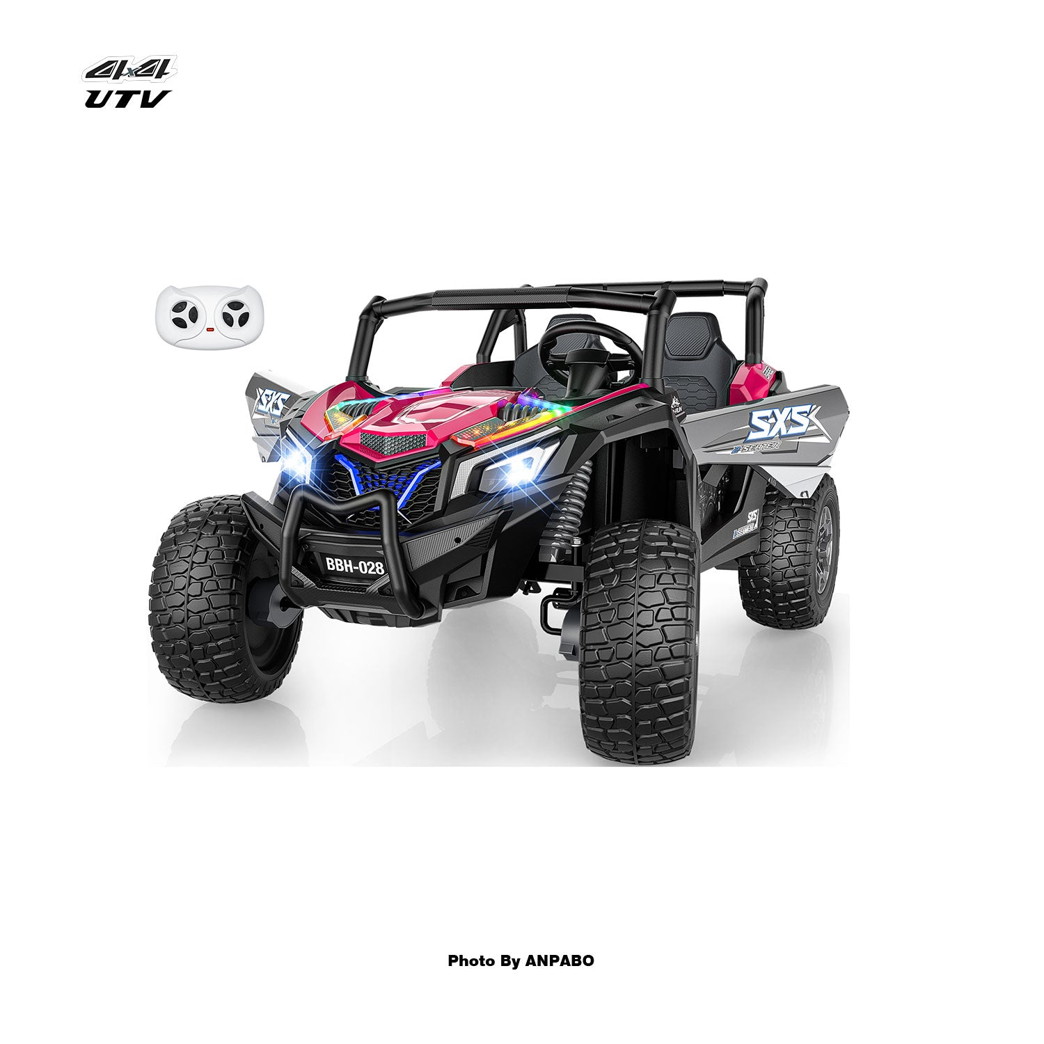 24V 4WD Kids Ride-On UTV: Powerful All-Terrain Adventure-rose red