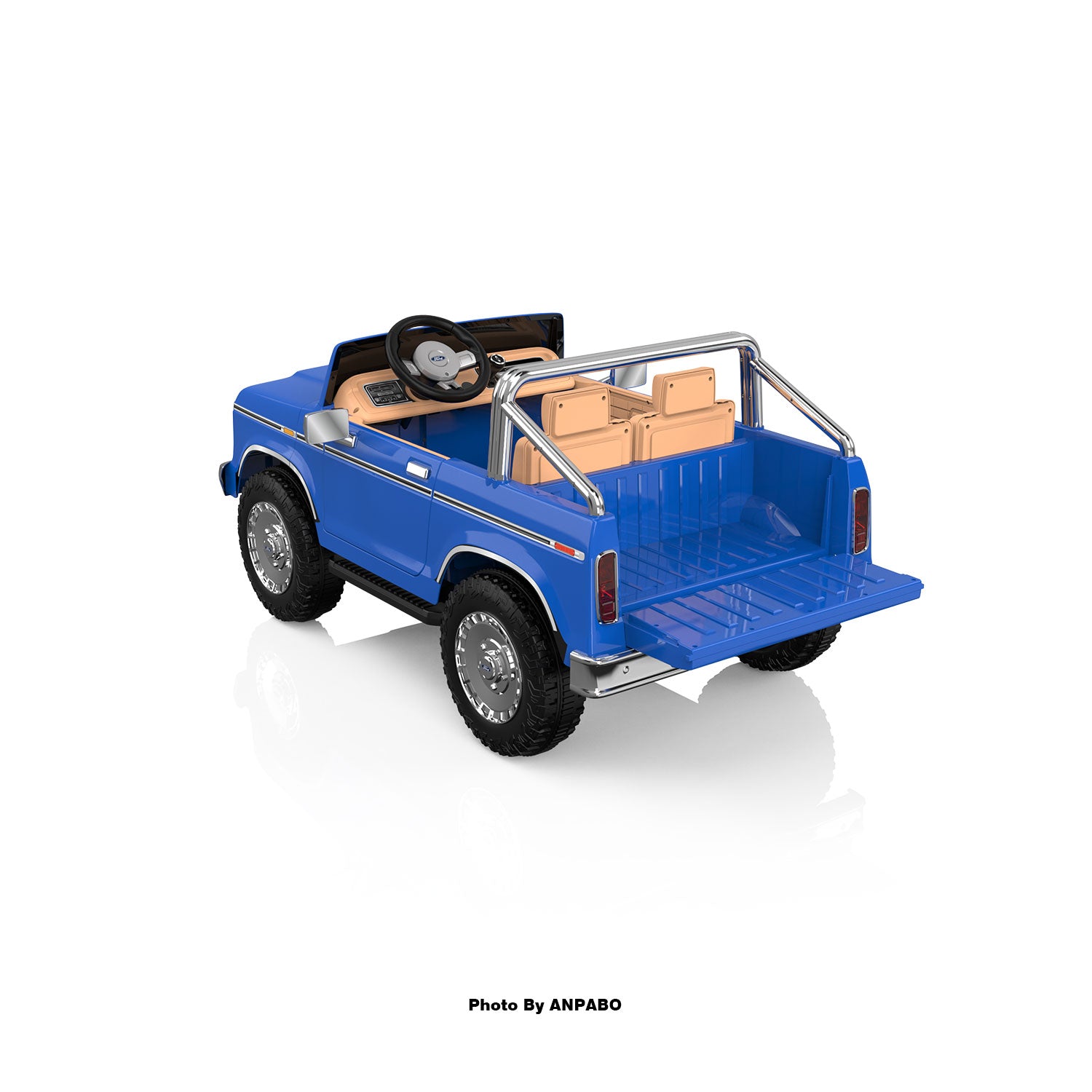 24V Classic Ford Bronco: Blue Retro Legend, Ready for Dual Adventures-blue