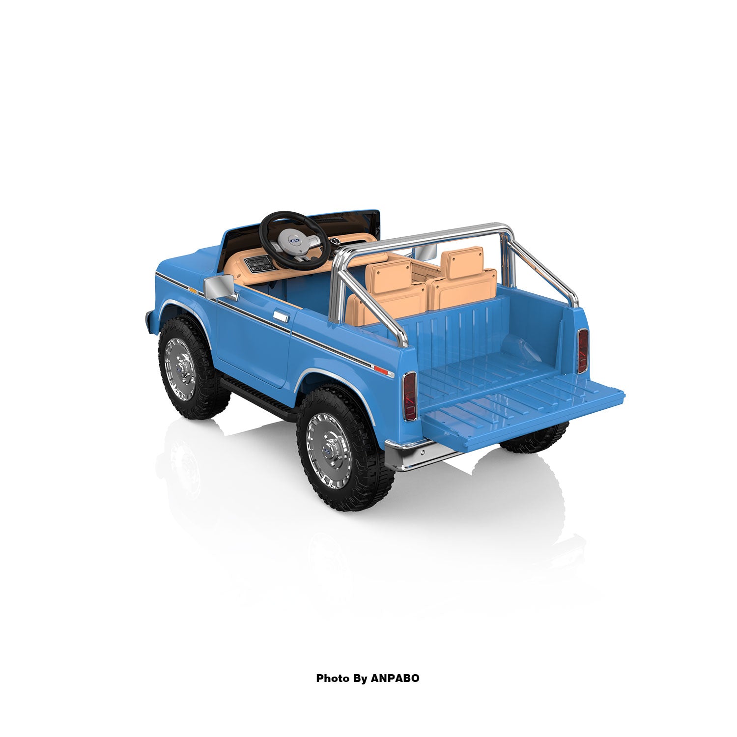 24V Classic Ford Bronco: Light Blue Retro Legend, Ready for Dual Adventures-light blue