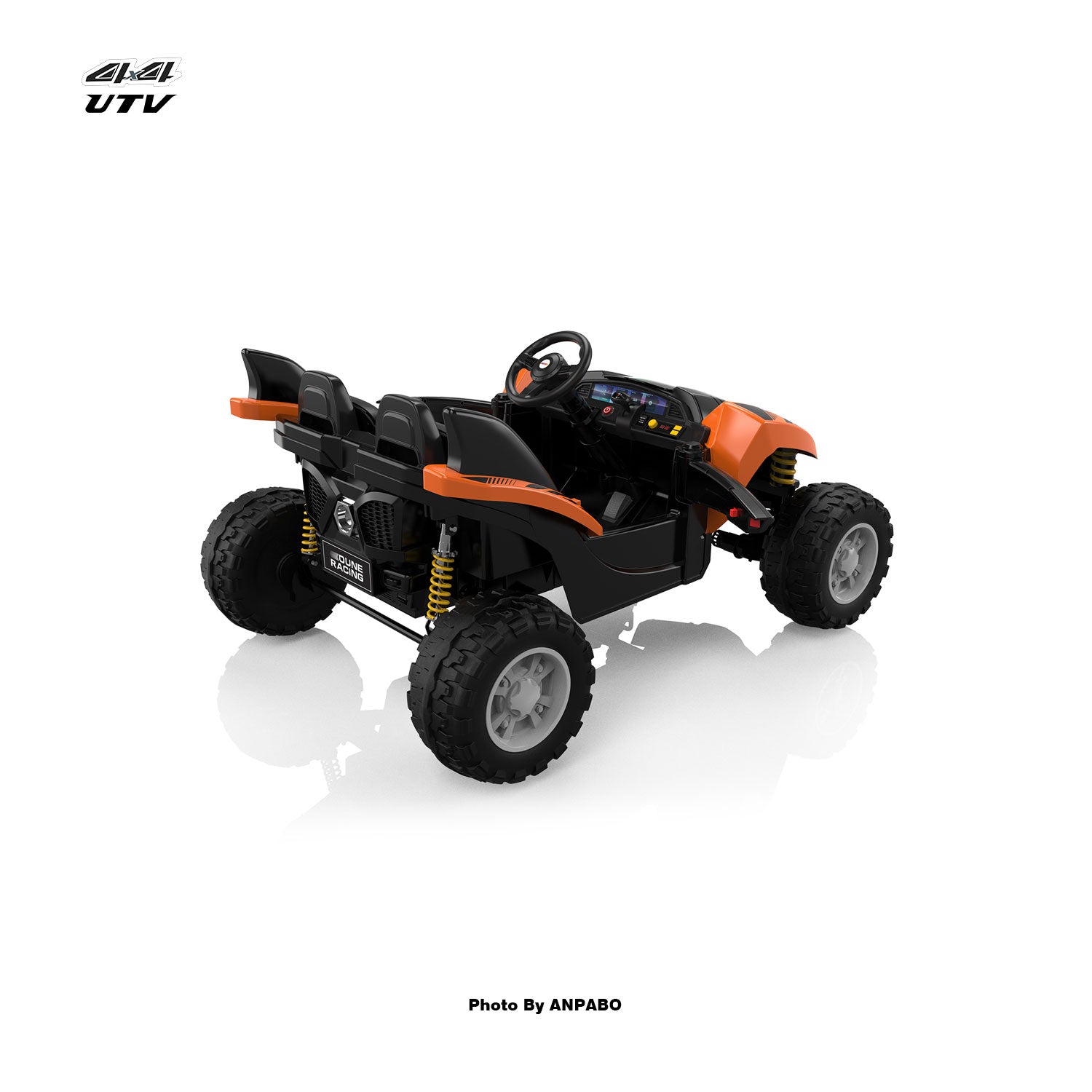 24V 4x4 Bionic Shark Dune Racer: 2-Seater Off-Road UTV with Bluetooth & Parental Remote-orange