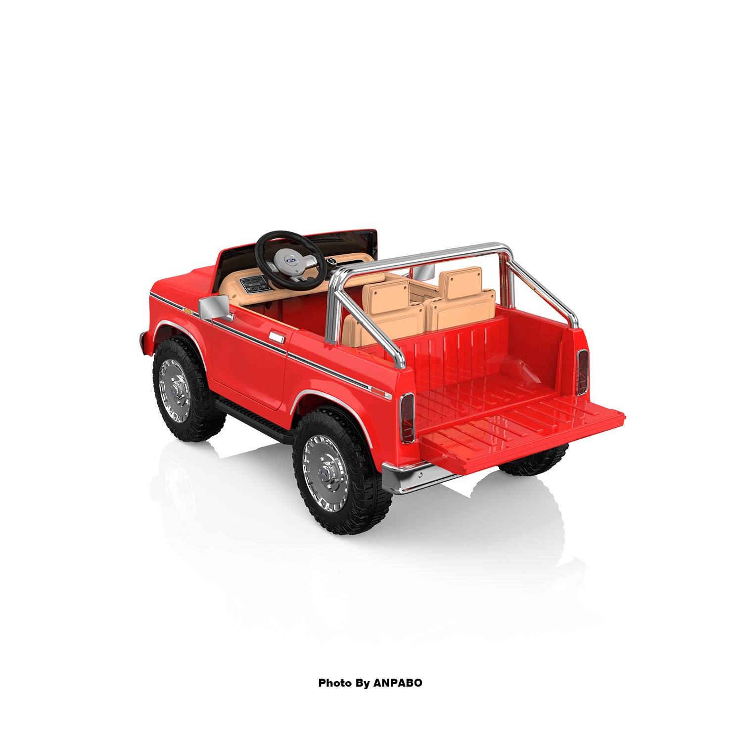 24V Classic Ford Bronco: Red Retro Legend, Ready for Dual Adventures-red