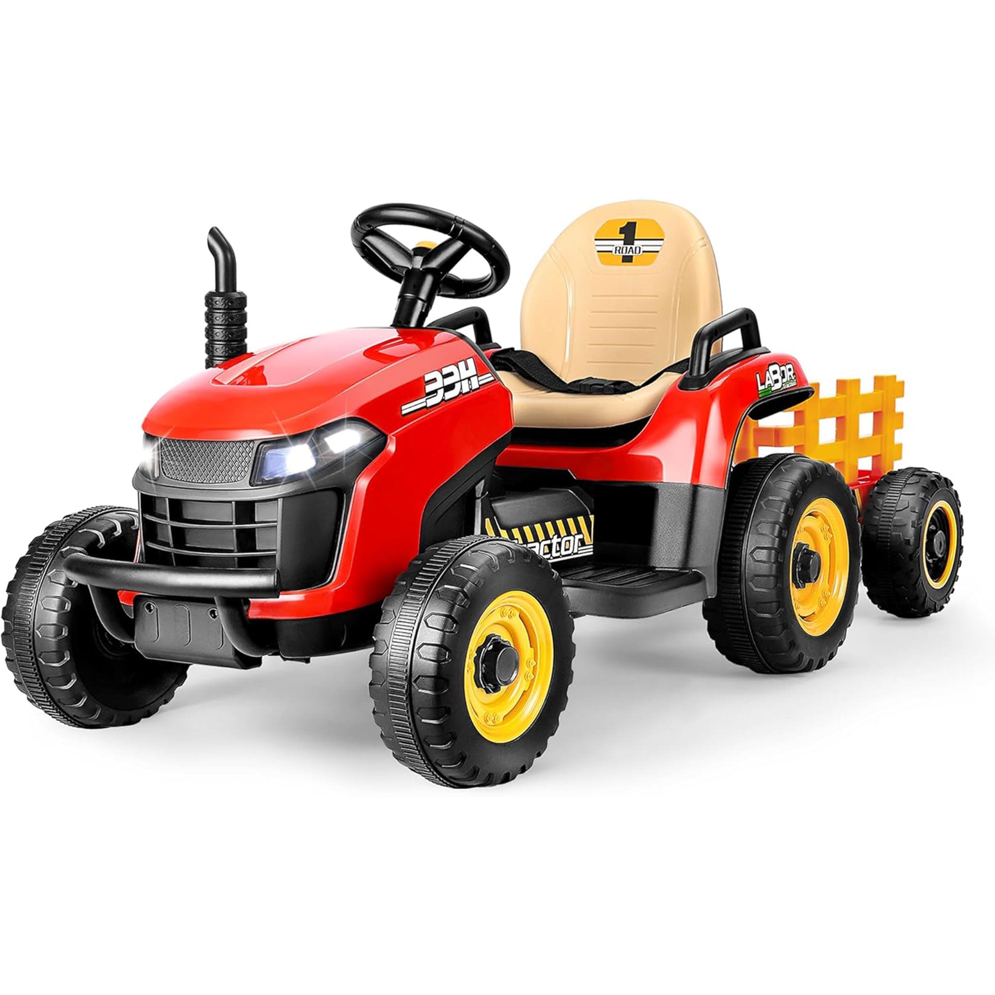 12V Ride-On Tractor with Trailer