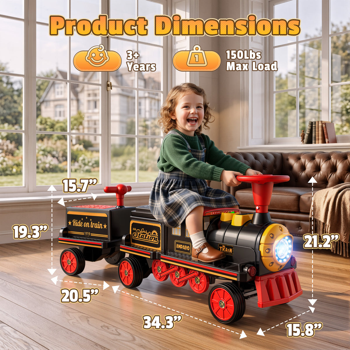 12V Trackless Ride-On Train Set