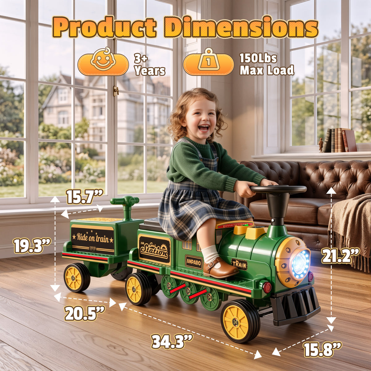 12V Trackless Ride-On Train Set