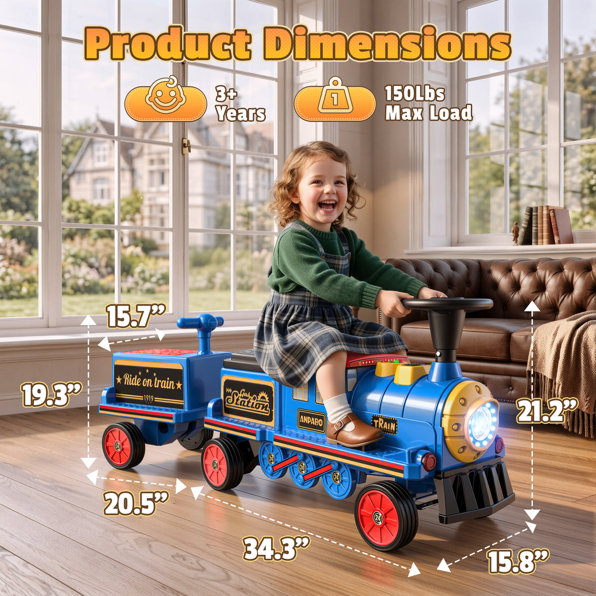 12V Trackless Ride-On Train Set