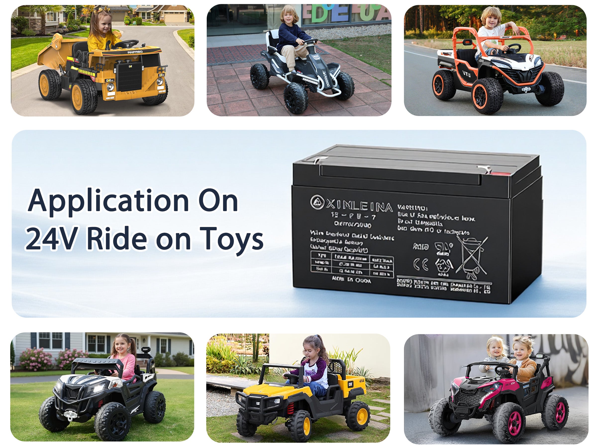 24V 7Ah SLA Battery with F2 Terminals for Kids’ 24V Ride-On Cars