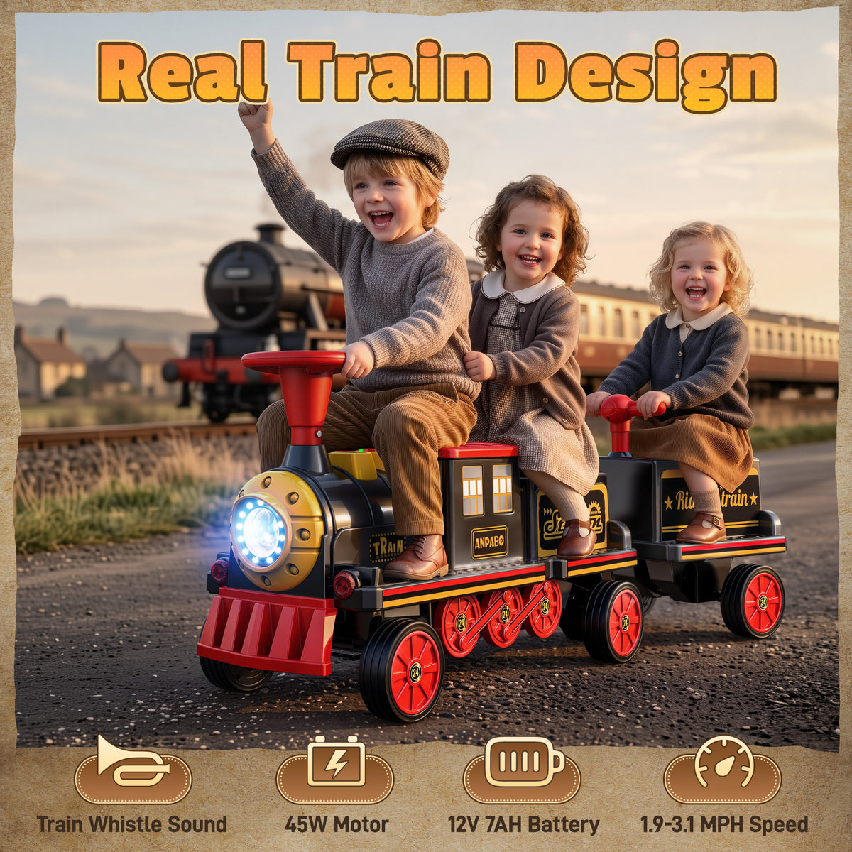 12V Trackless Ride-On Train Set