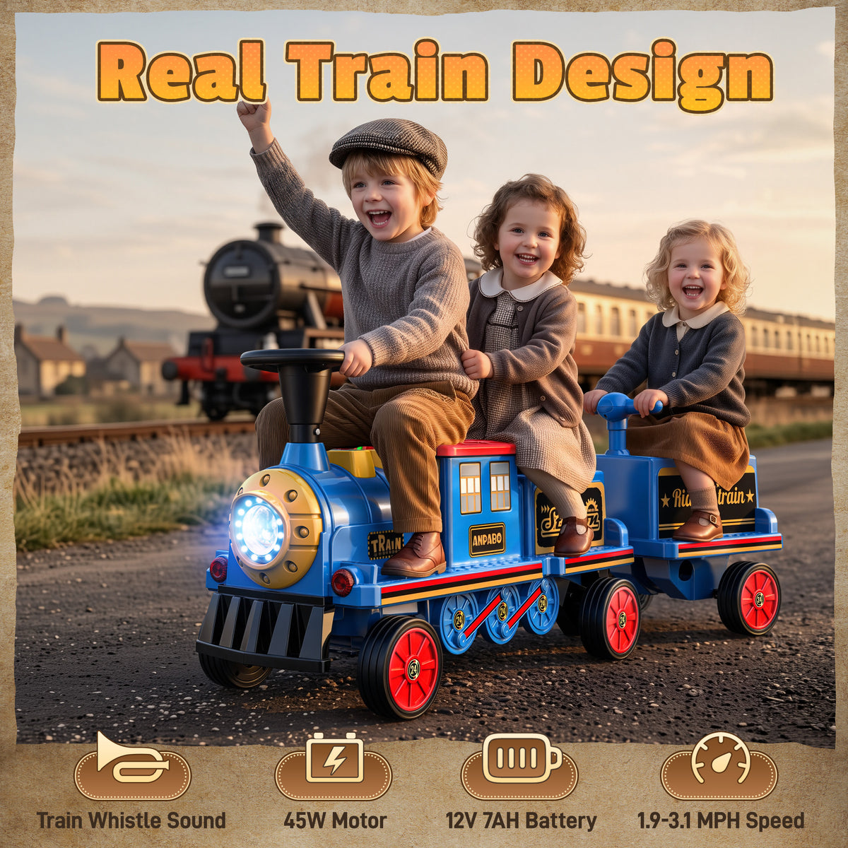 12V Trackless Ride-On Train Set