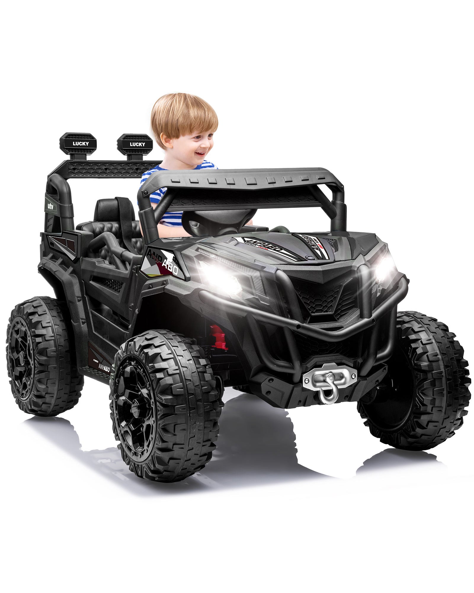 ANPABO All-Terrain 24V Ride-on Buggy 4WD UTV with Remote Control-black