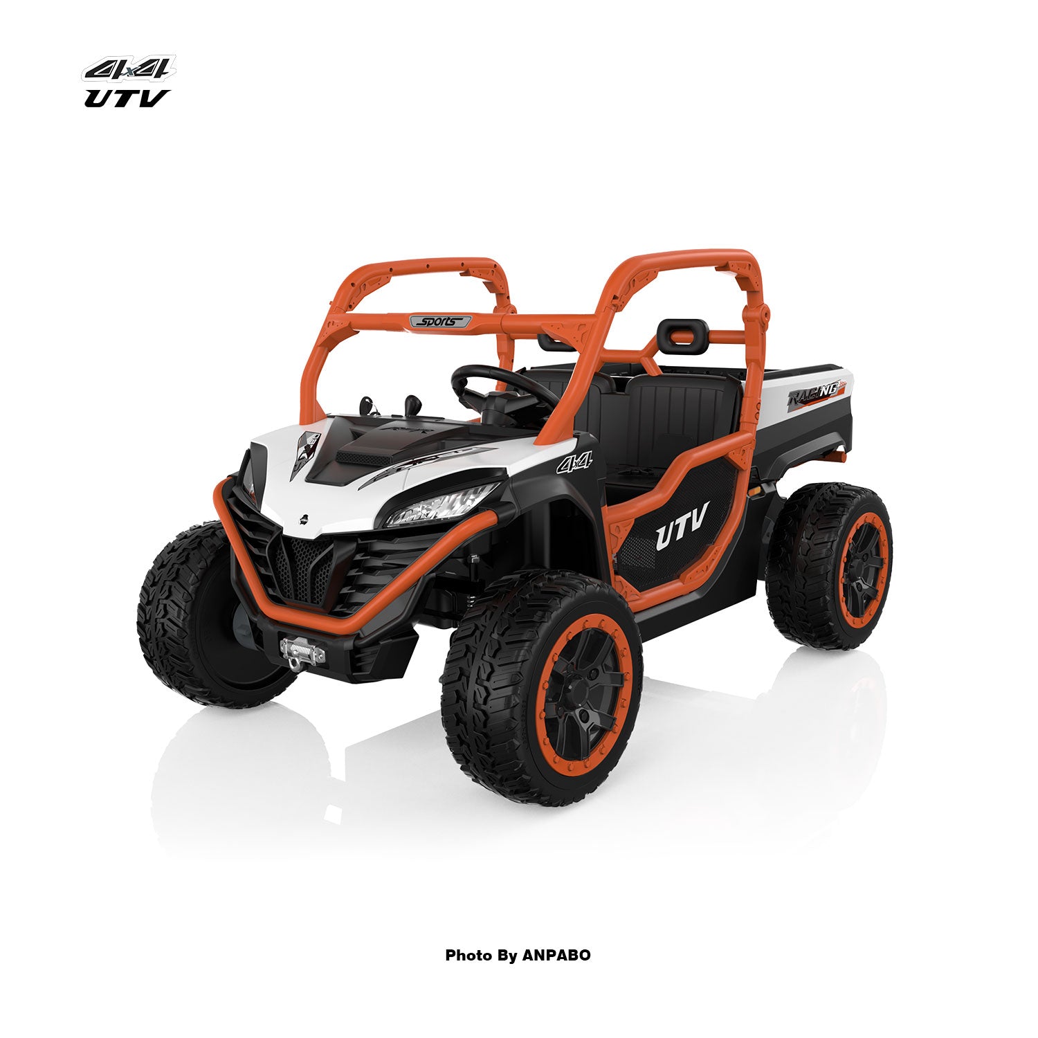 24V All-in-One Utility Ride-On: 4WD Dump Truck & Off-Road UTV with Remote (2-Seater)-orange