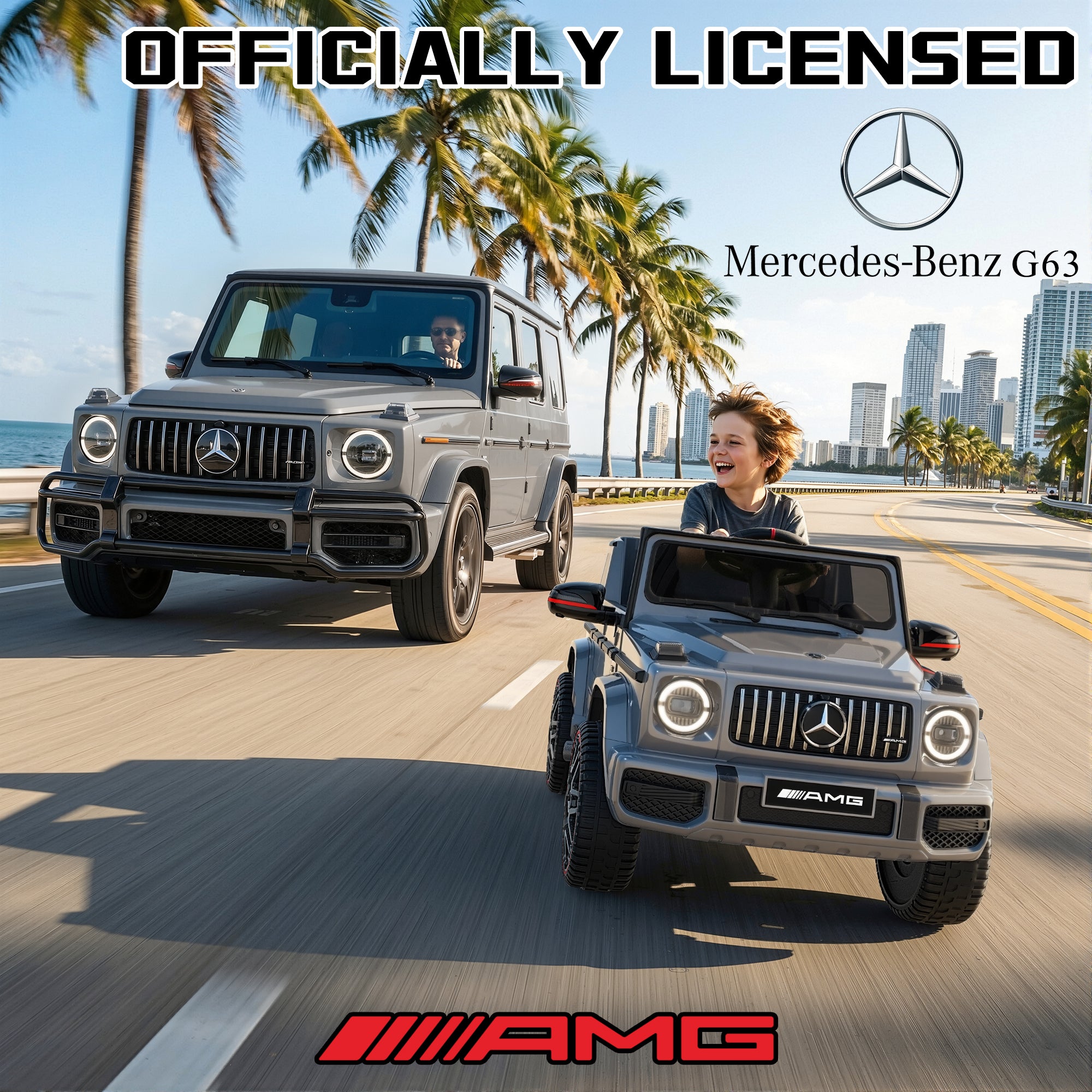 12V Mercedes-Benz Licensed G63 Kids Ride On Car/SUV with Remote Control-gray