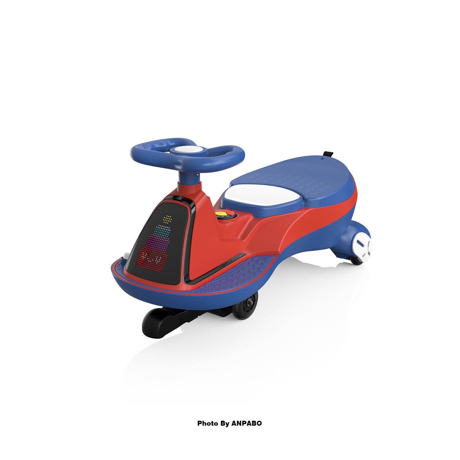 ANPABO 12V Electric Wiggle Car for Kids with LED Screen-Lights & Music-red