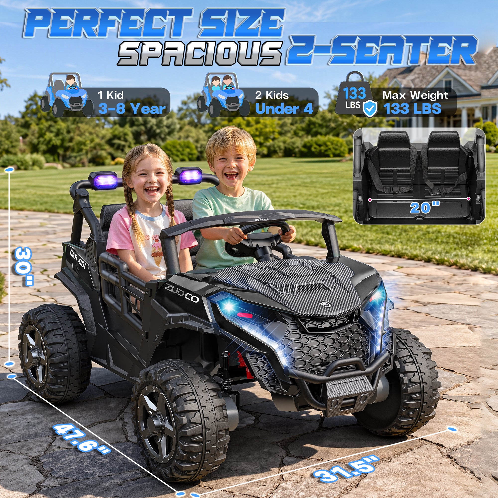24V 4x200W 2-Seater Ride-On UTV