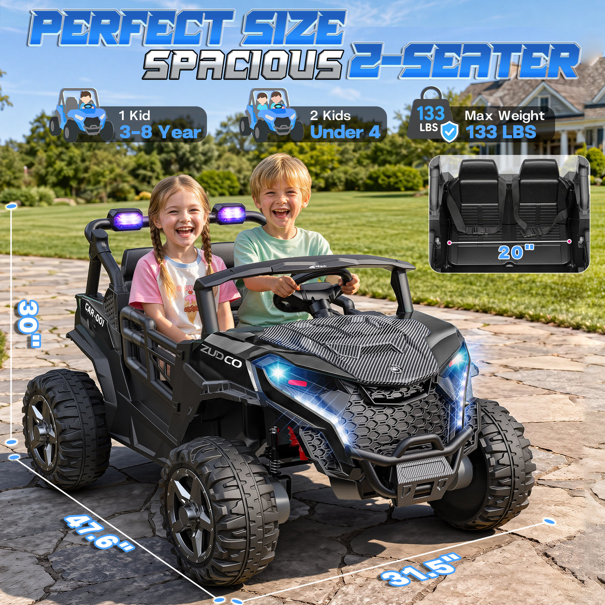 24V 4x200W 2-Seater Ride-On UTV