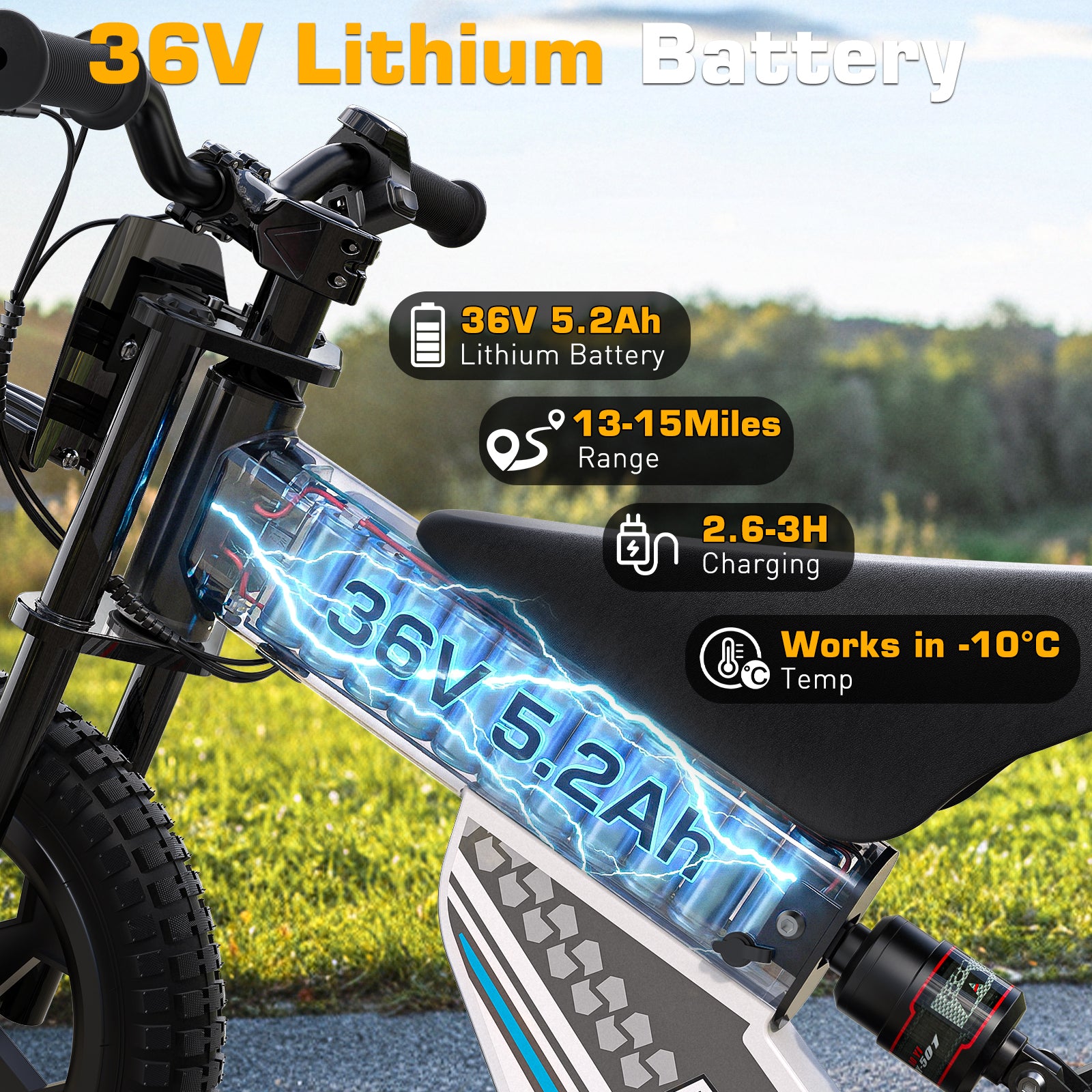 36V 14" Kids Electric Dirt Bike for Young Riders