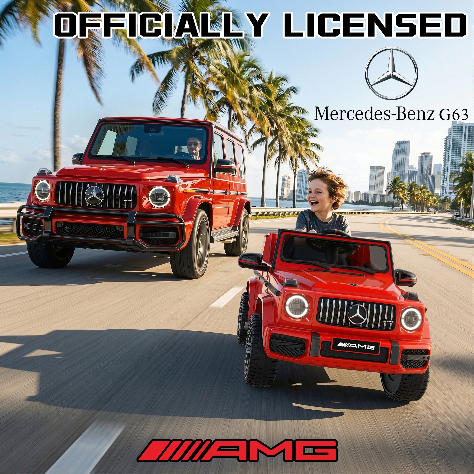 12V Mercedes-Benz Licensed G63 Kids Ride On Car/SUV with Remote Control-red