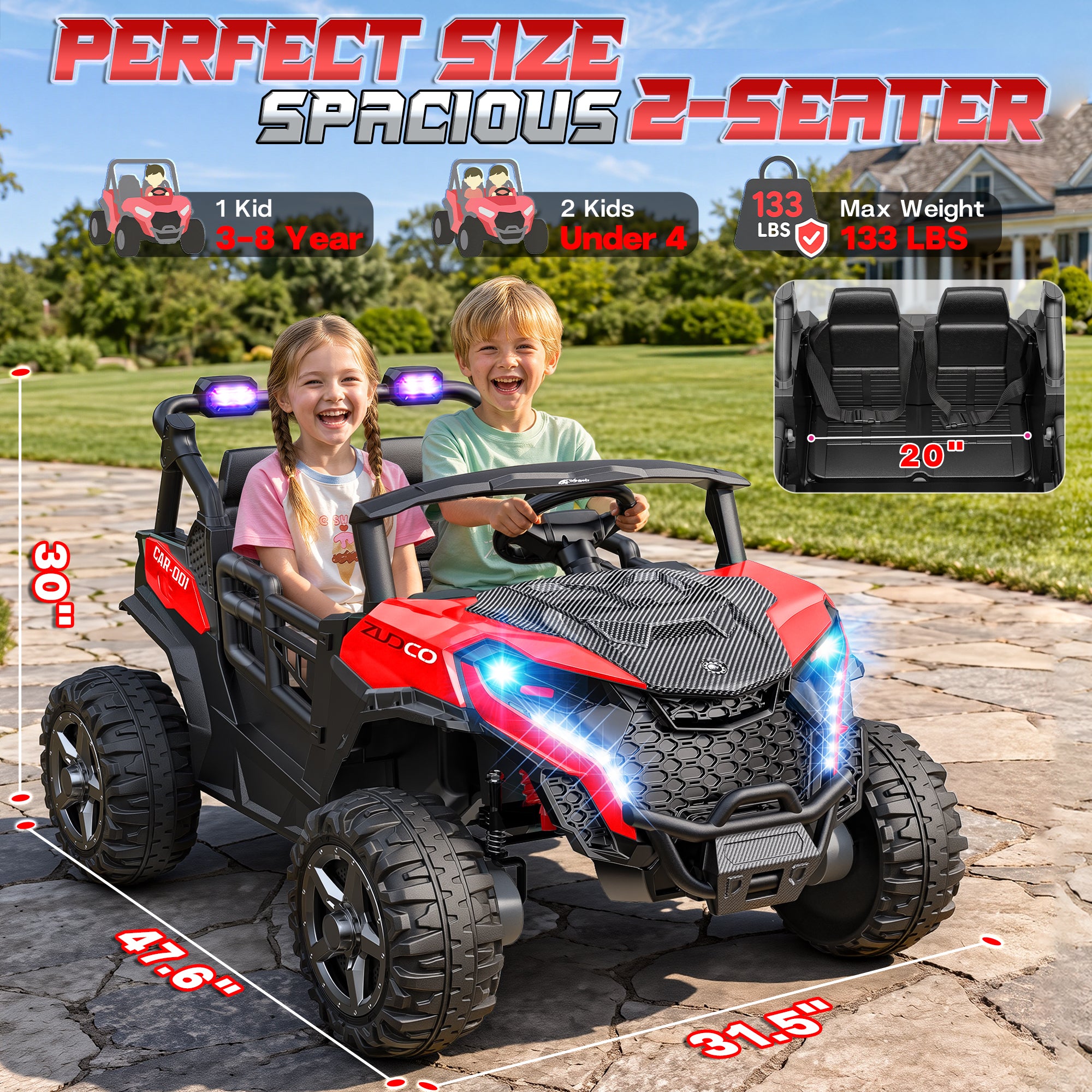 24V 4x200W 2-Seater Ride-On UTV