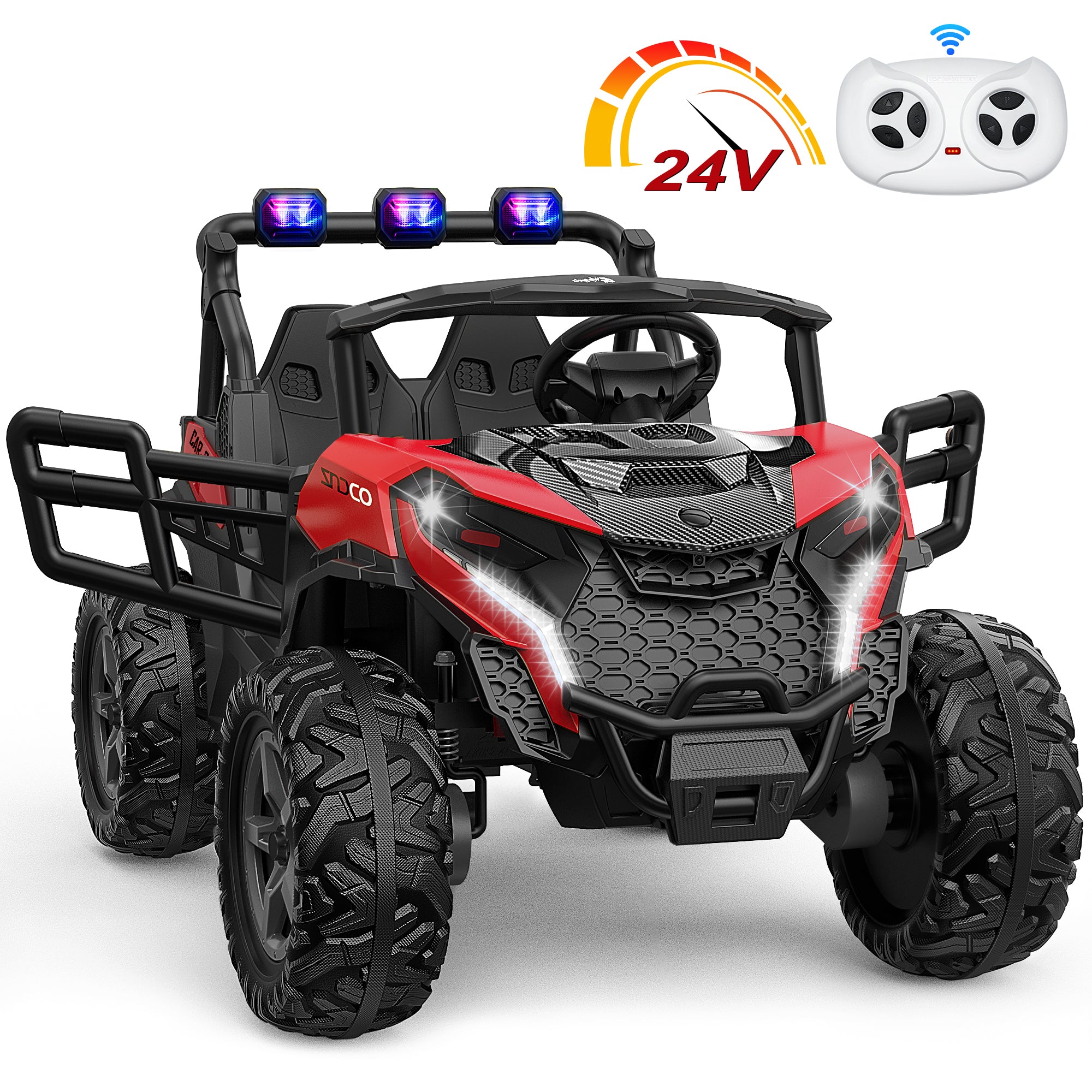 4x200W 24V 2-Seater Ride-on Truck 4WD with EVA Tires-red