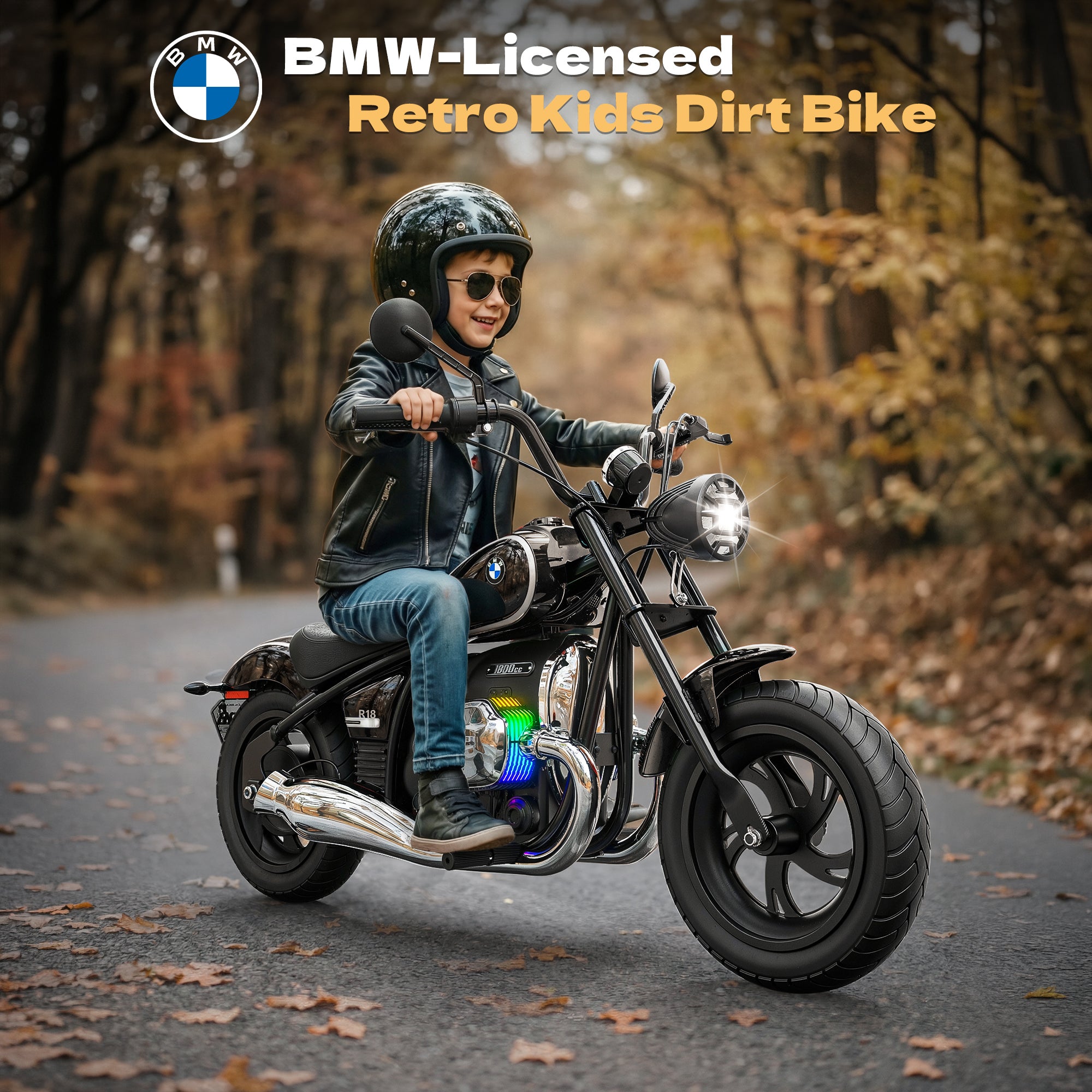 Anpabo 24V Kids Electric Motorcycle: Licensed BMW R18, 143 lbs Capacity, Dual Speed-black