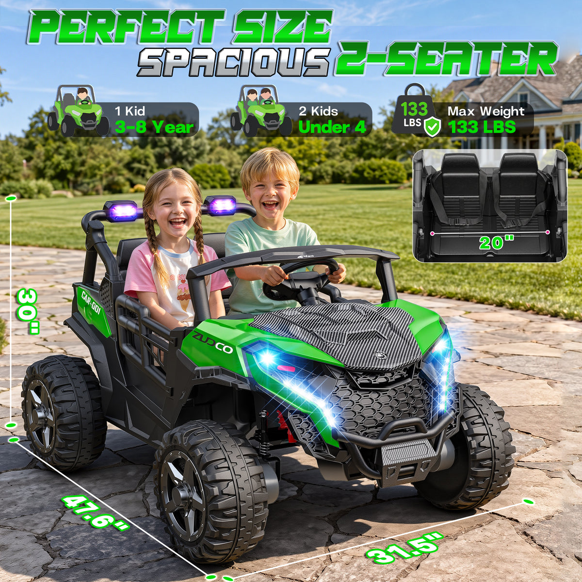24V 4x200W 2-Seater Ride-On UTV