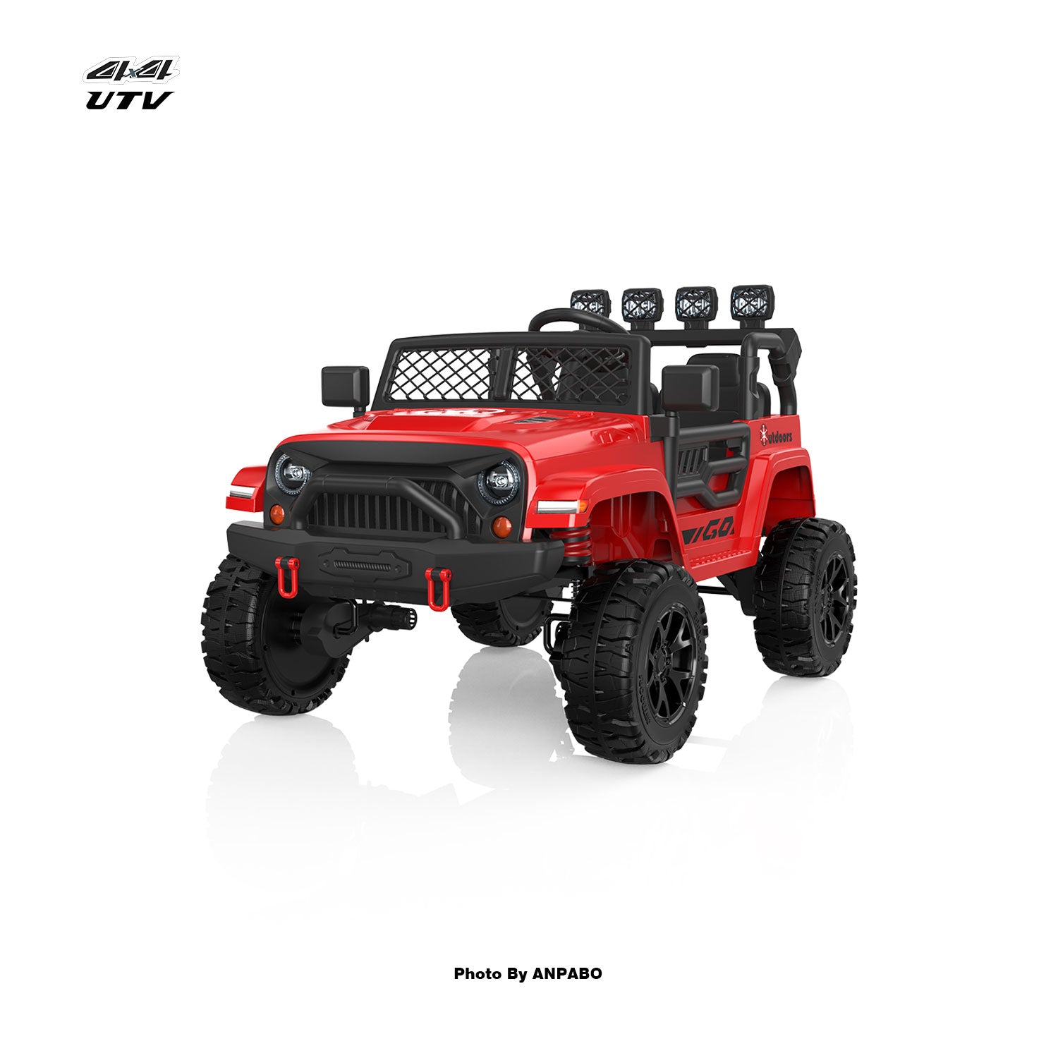ANPABO 24V UTV Two Seater Jeeps & Trucks With Remote/Bluetooth-red