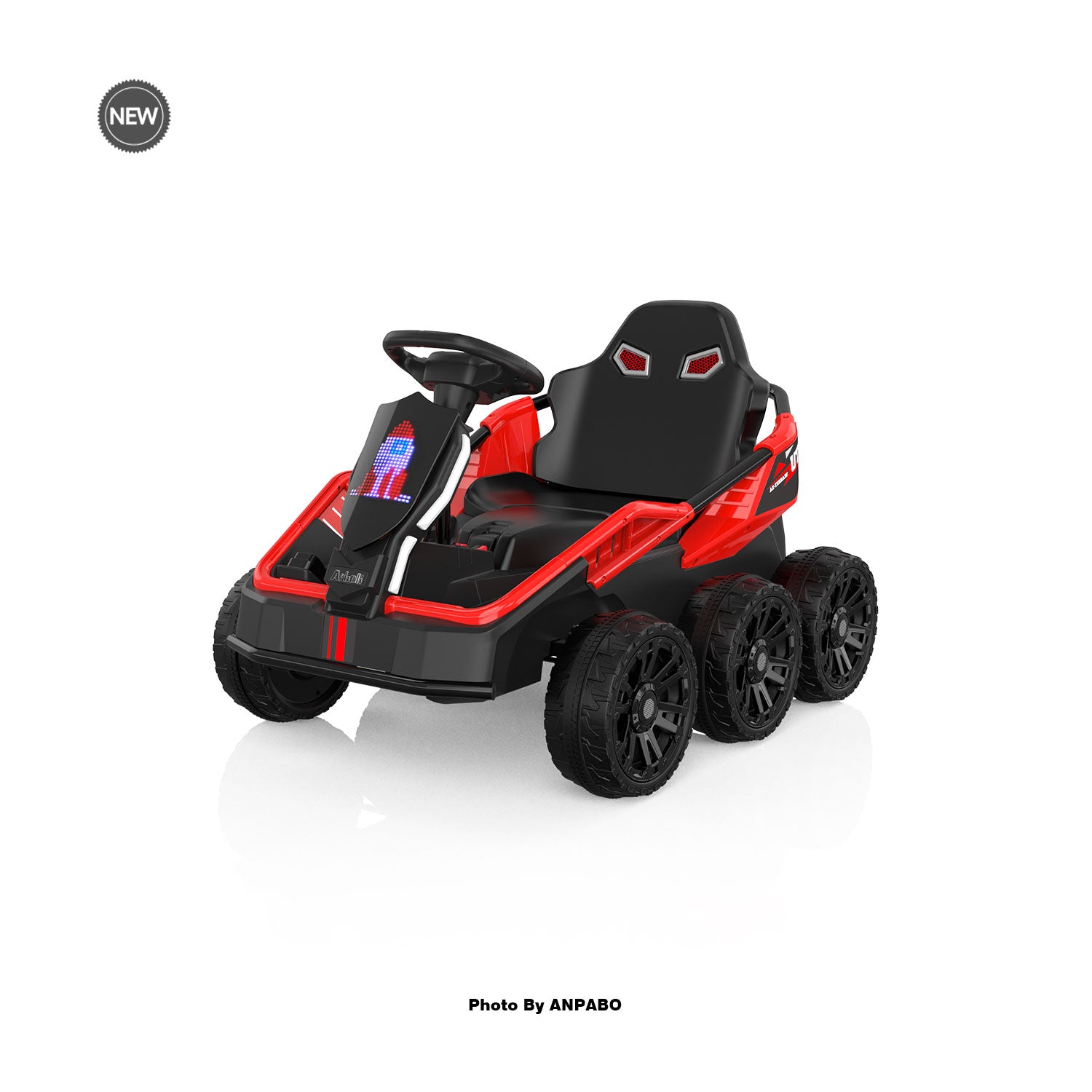 24V Kids Ride-On: 4WD, 17" Seat, Remote, Bluetooth Music, 5MPH-red