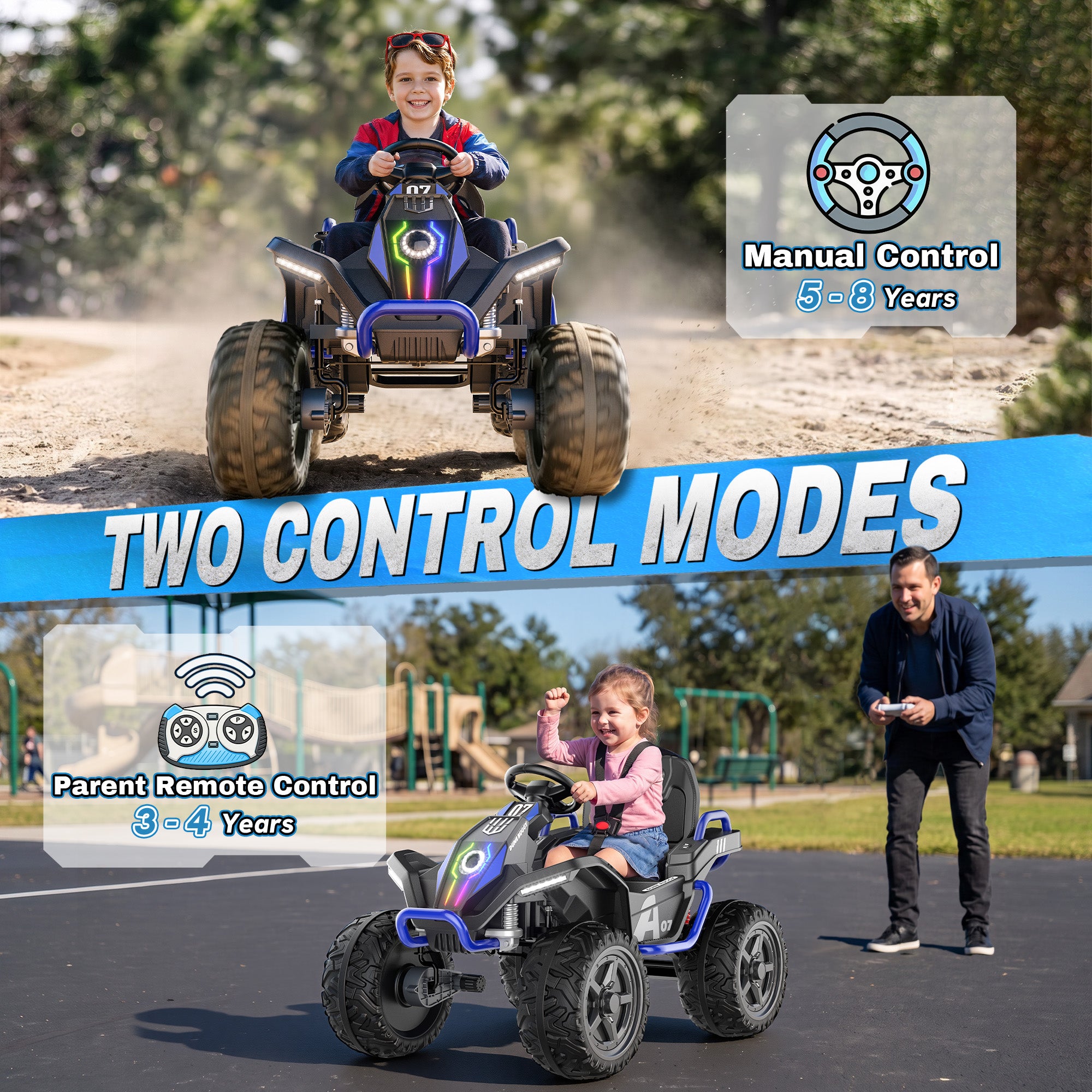 ANPABO TrailQuest 24V 4WD Kids Ride-On ATV with Parent Remote Control