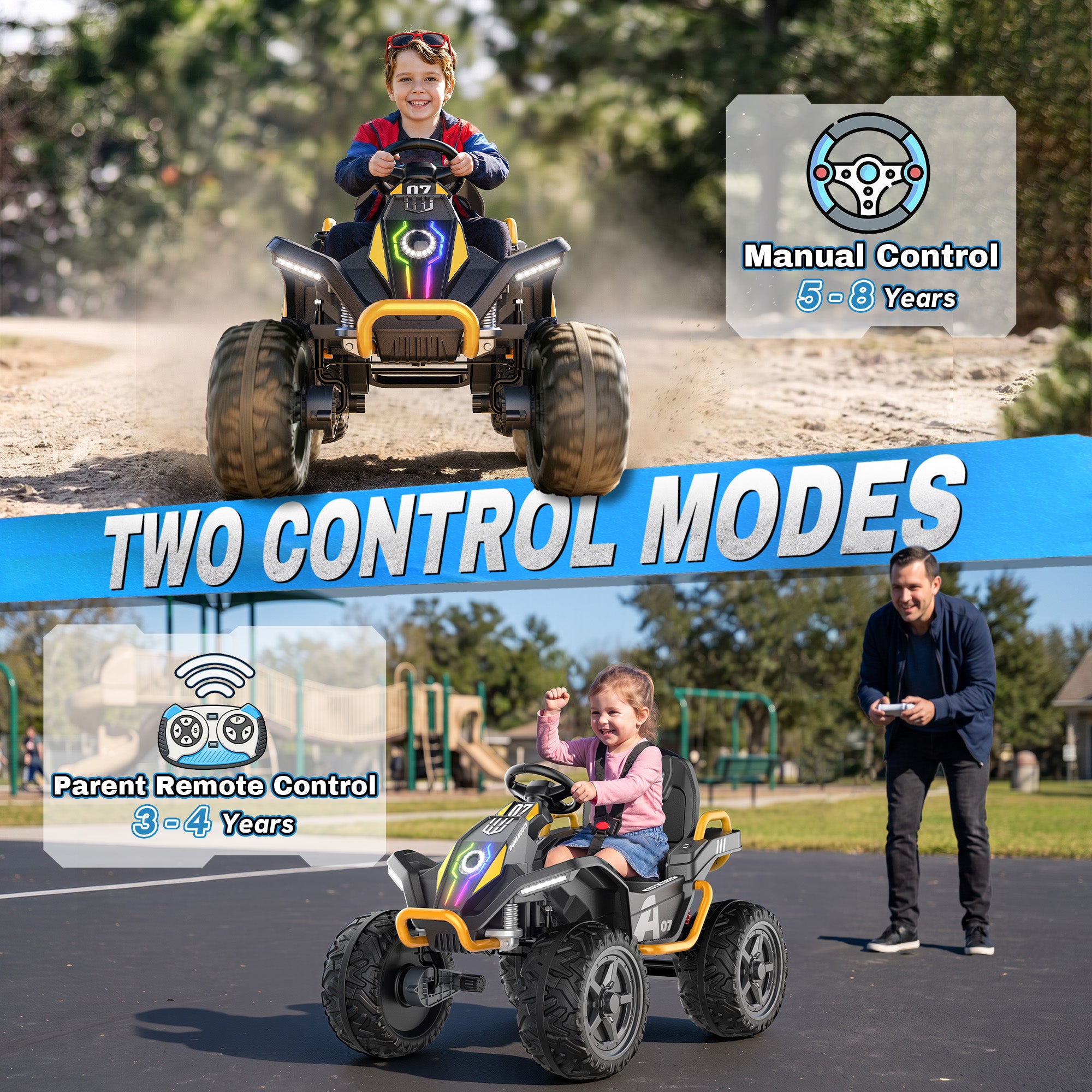 ANPABO TrailQuest 24V 4WD Kids Ride-On ATV with Parent Remote Control