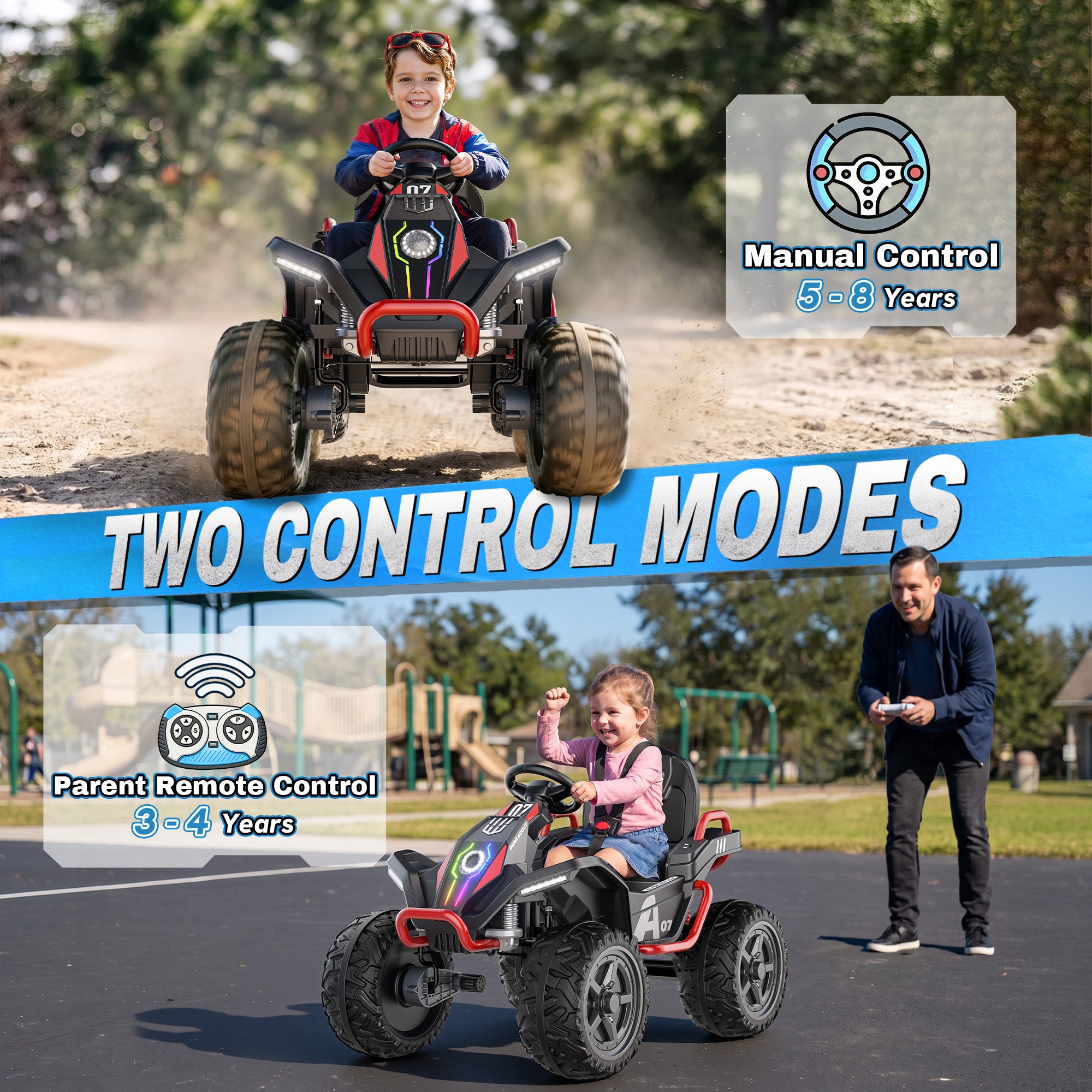 ANPABO TrailQuest 24V 4WD Kids Ride-On ATV with Parent Remote Control