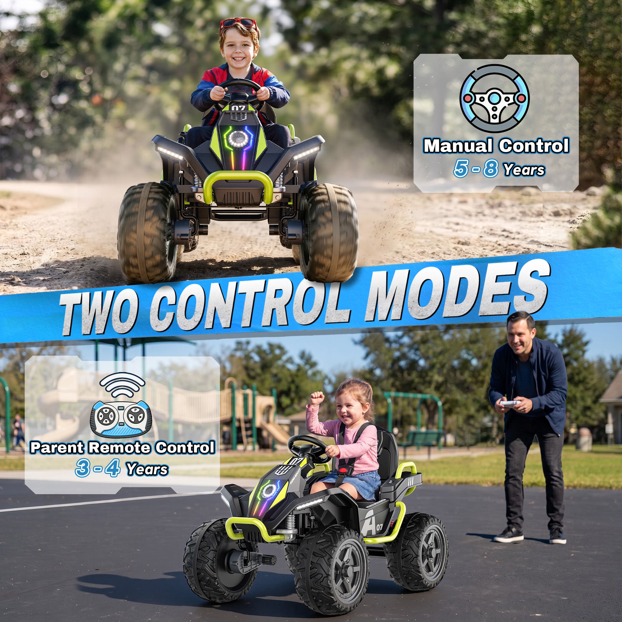 ANPABO TrailQuest 24V 4WD Kids Ride-On ATV with Parent Remote Control