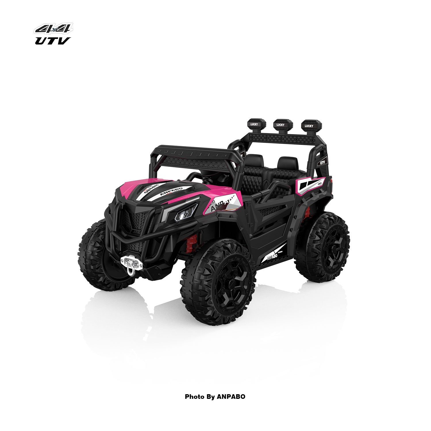 24V ANPABO Direct Terrain Ride-On Buggy with Remote-Max-R 24V 4WD UTV -rose red