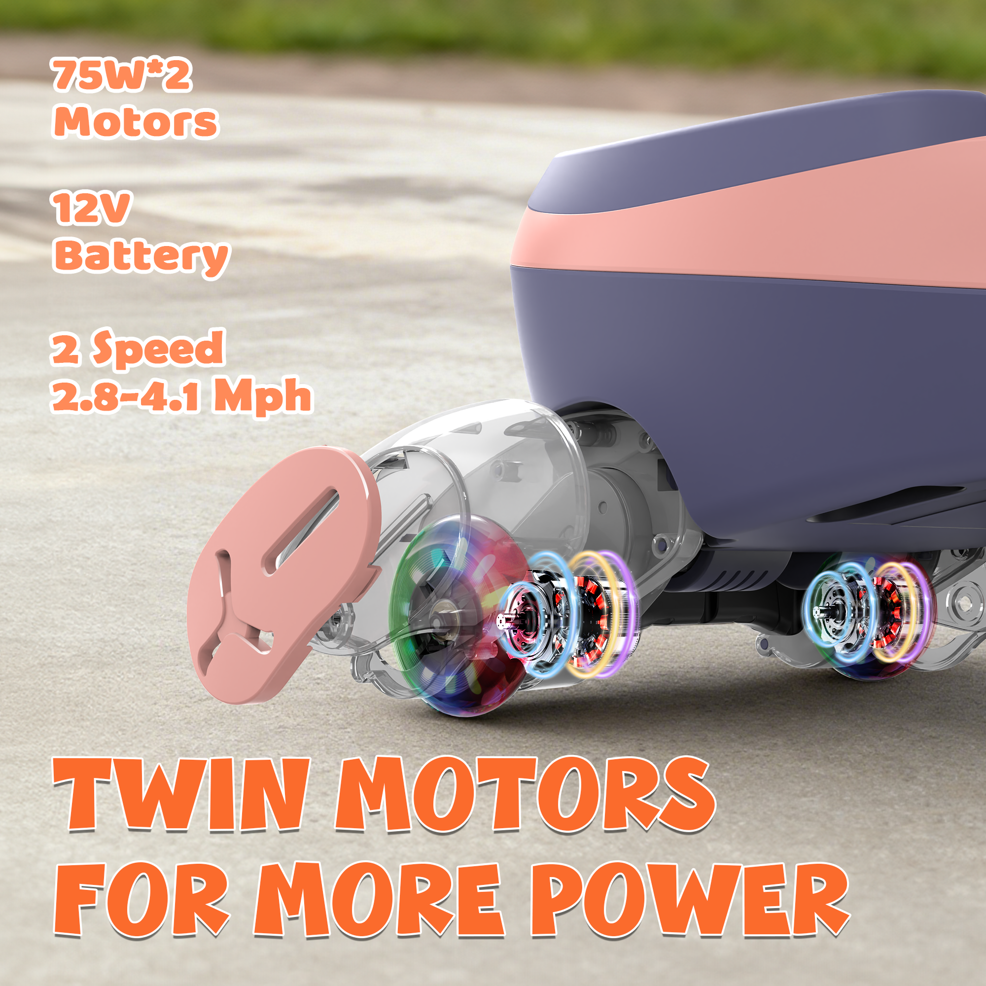 12V Electric Wiggle Car with LED Screen & Music for Kids-Pink