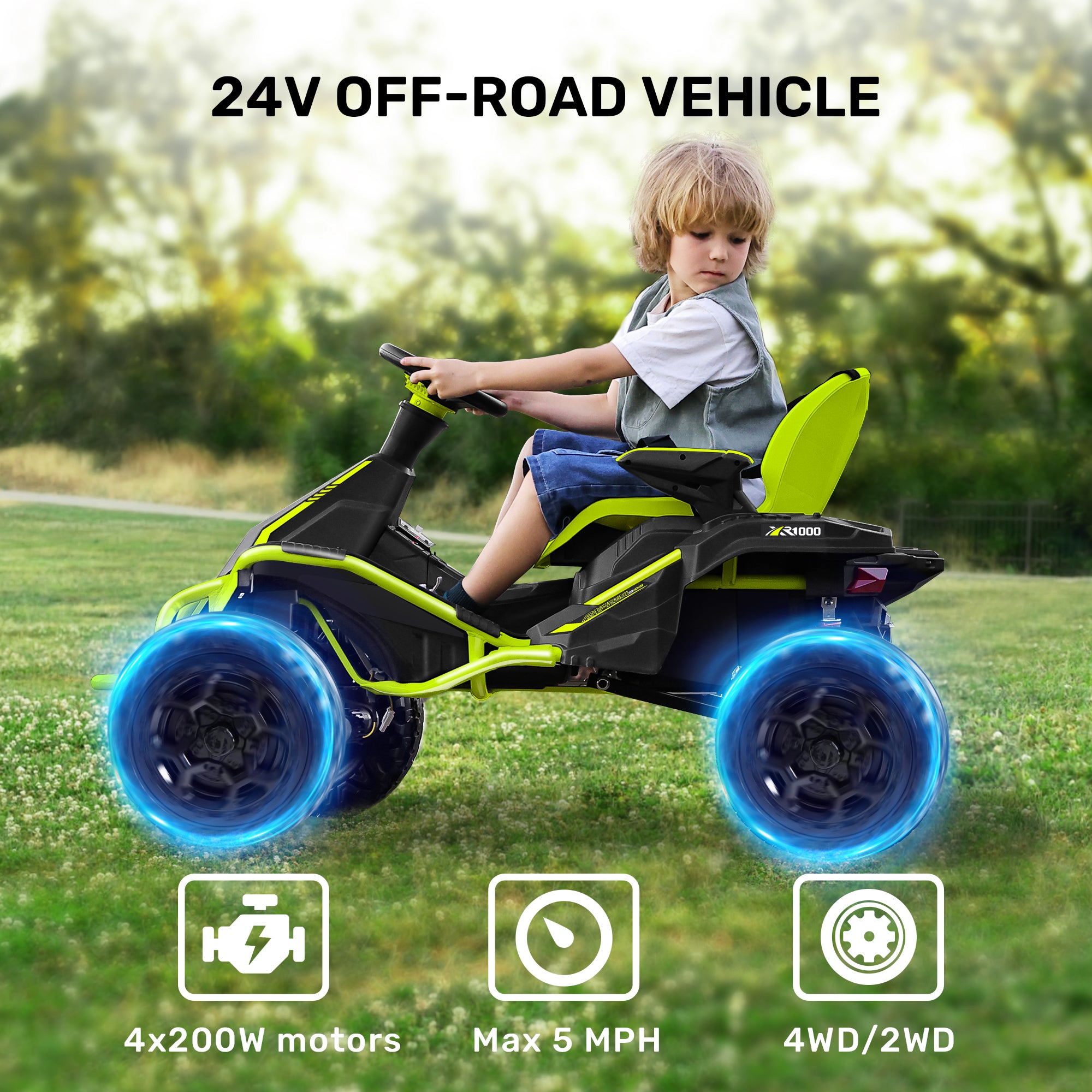 24V ANPOBO Direct Terrain Ride-On Buggy with Remote-green