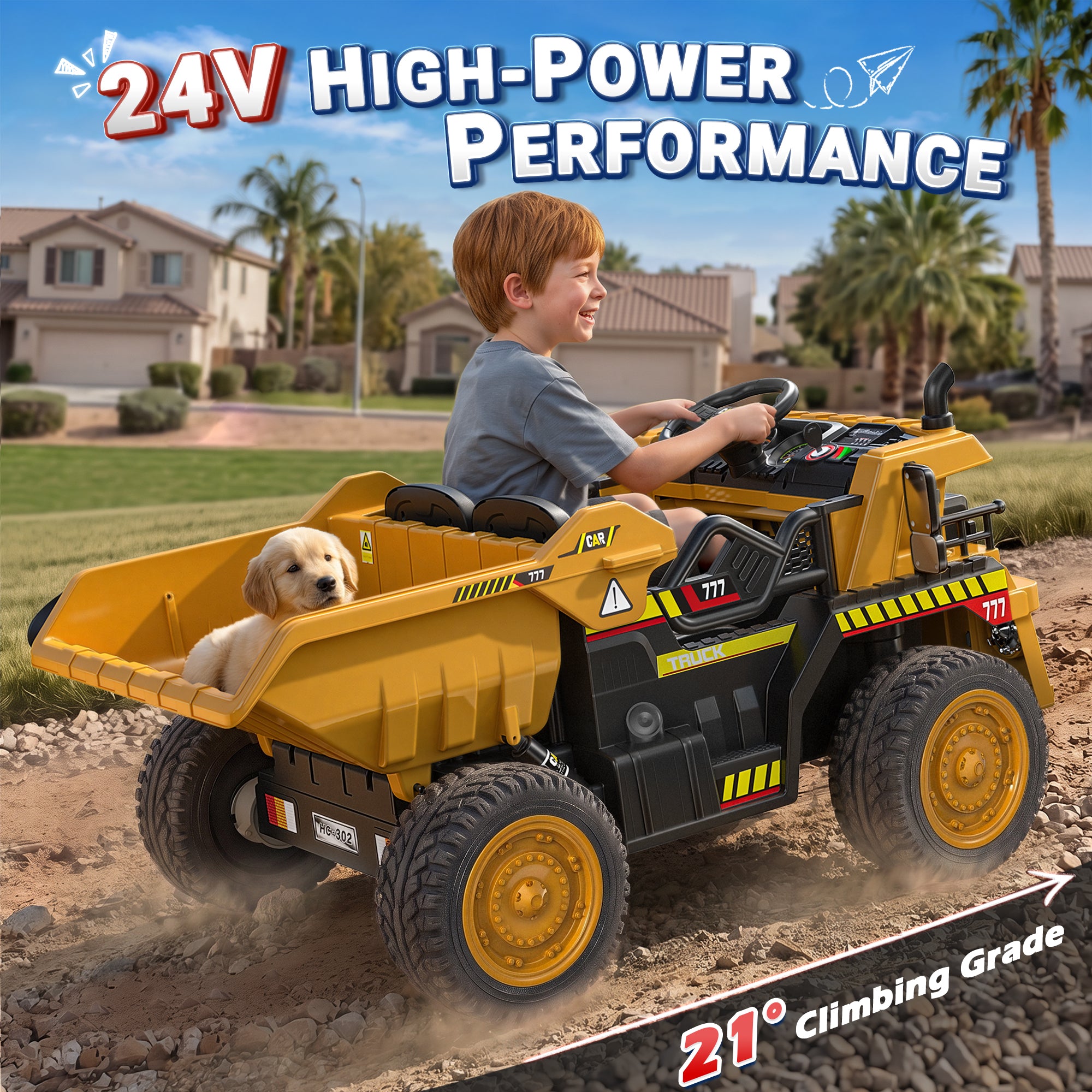 24V Dump Truck Ride-On with EVA tires