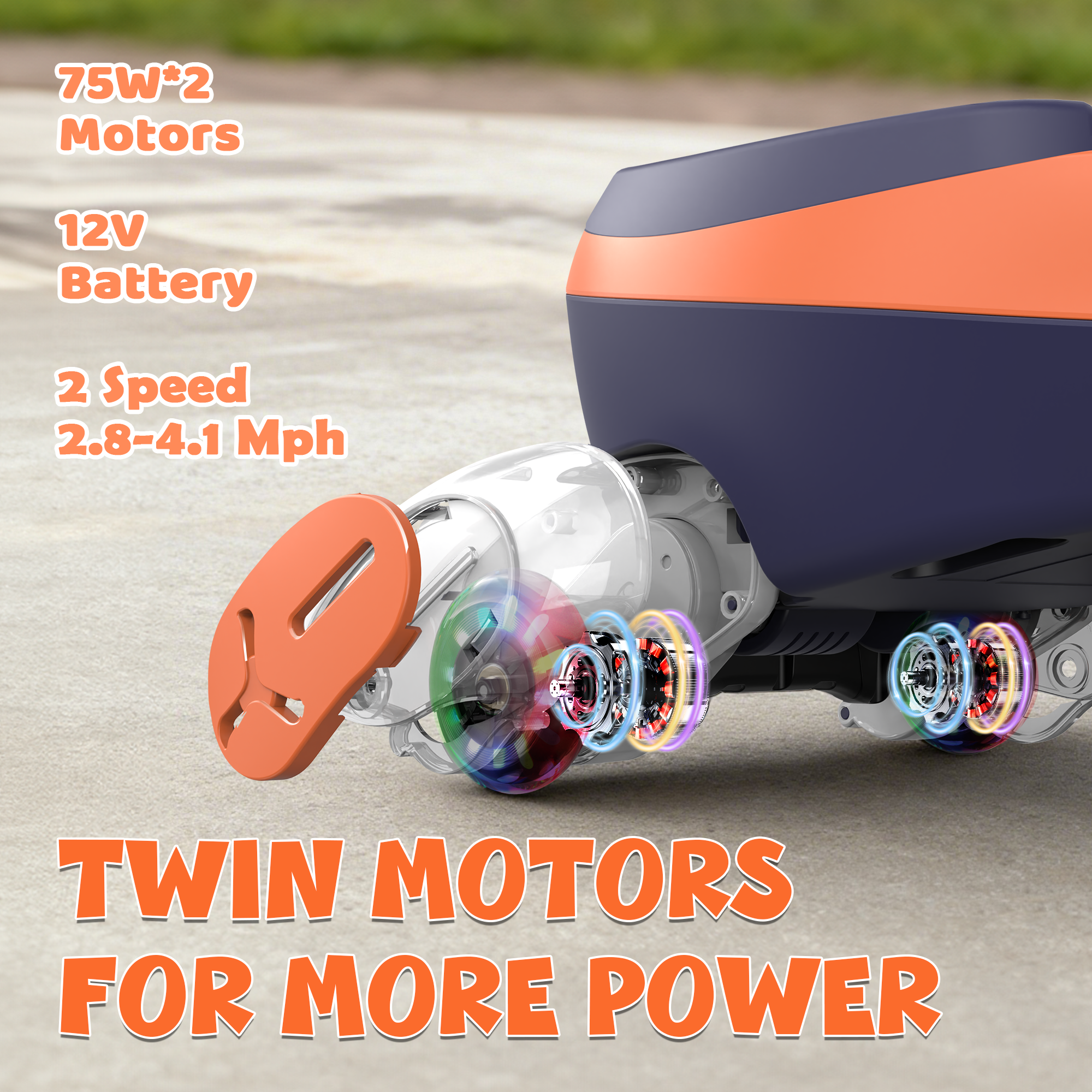 12V Electric Wiggle Car with LED Screen & Music for Kids-Orange