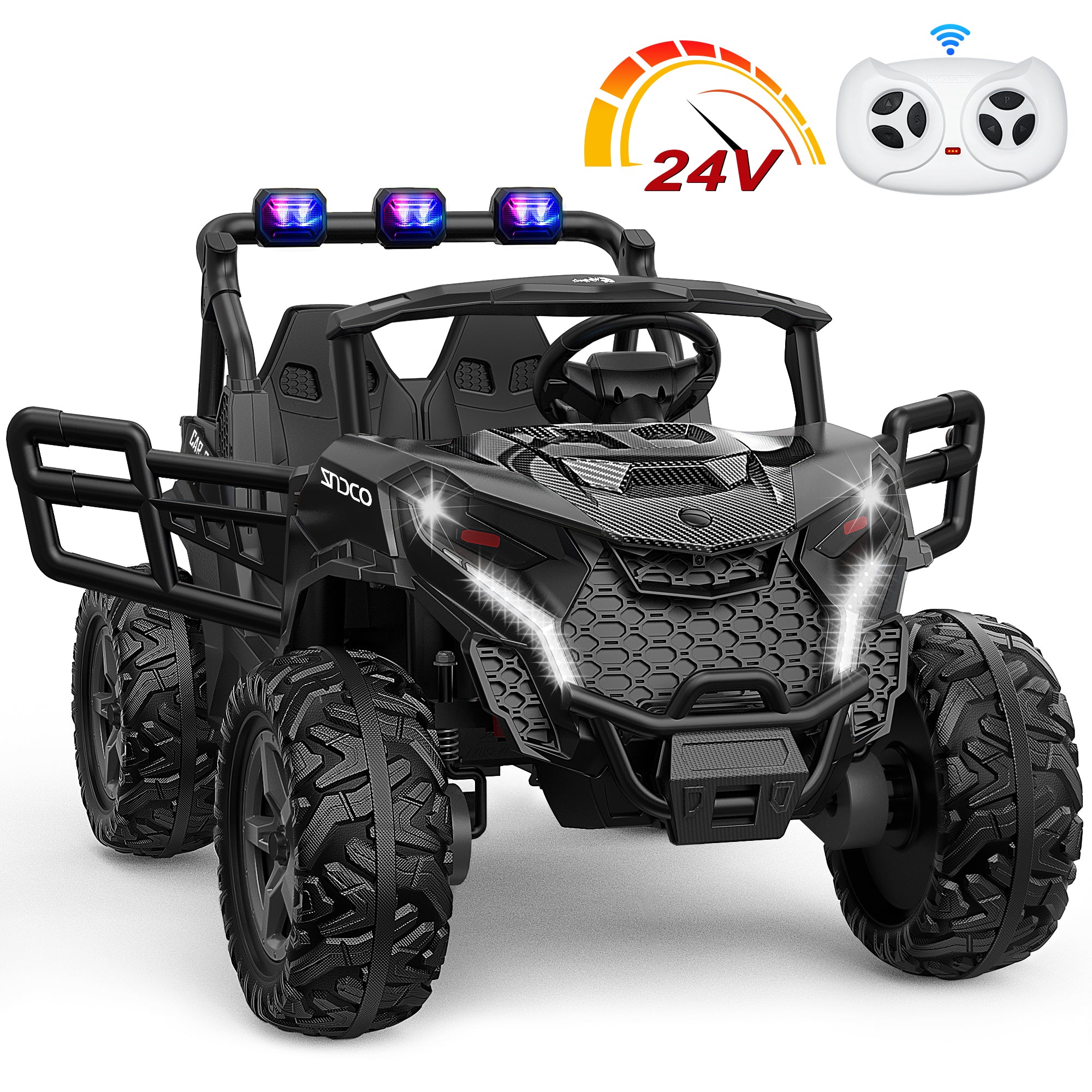 4x200W 24V 2-Seater Ride-on Truck 4WD with EVA Tires-black