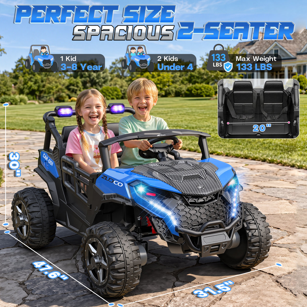 24V 4x200W 2-Seater Ride-On UTV