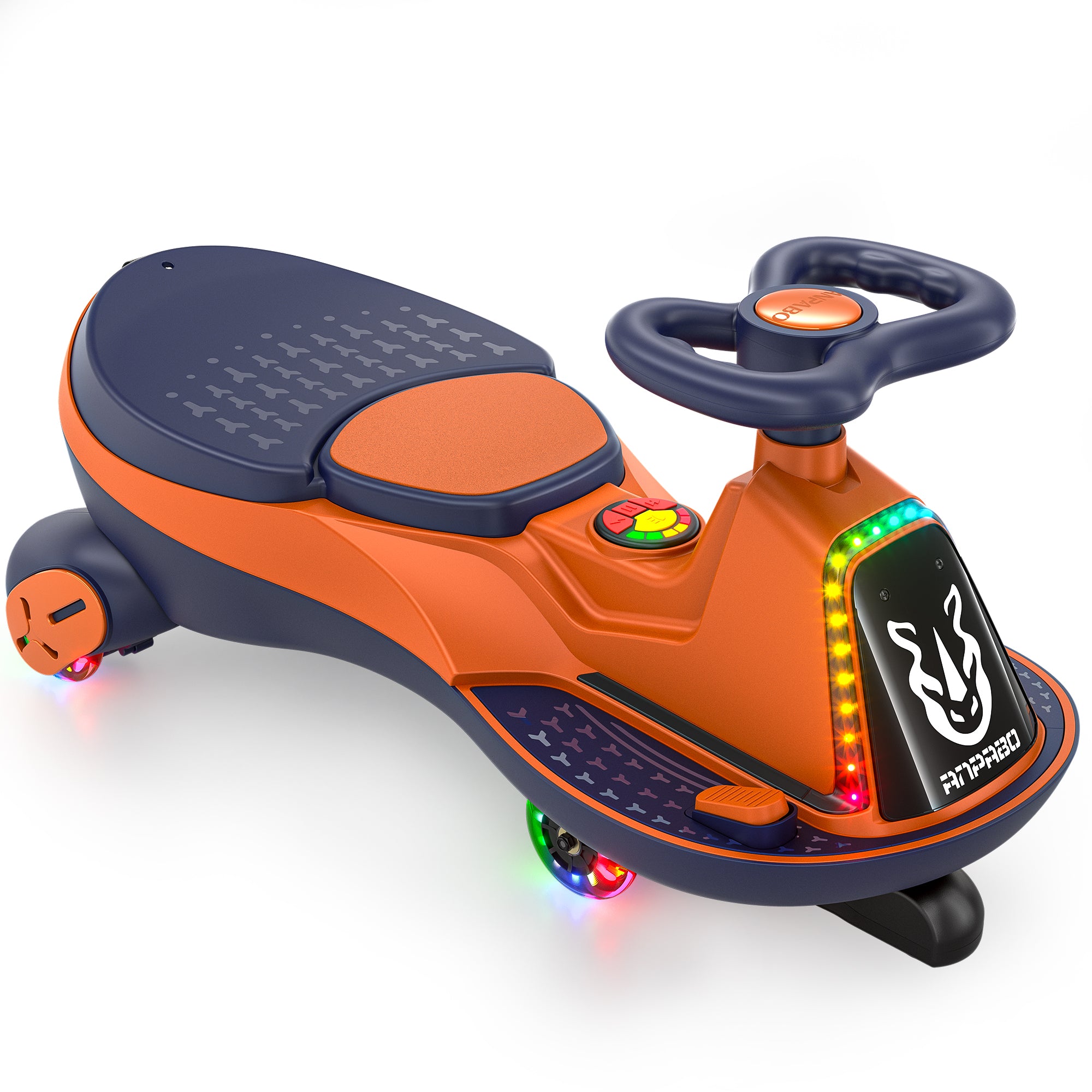 12V Electric Wiggle Car with 2x75W Motor & Music for Kids –  Orange