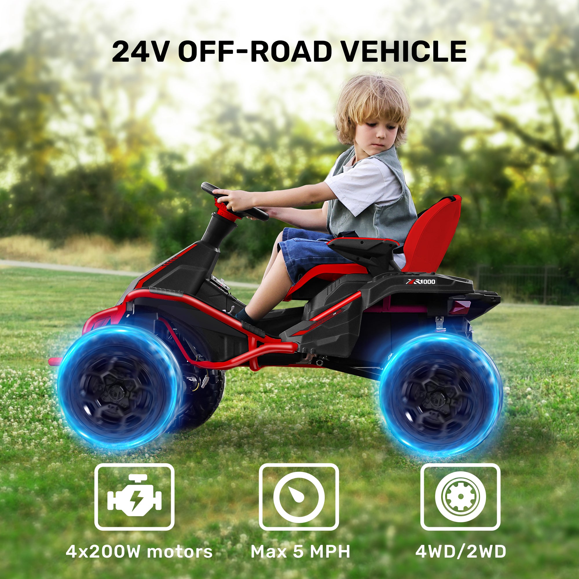 24V ANPOBO Direct Terrain Ride-On Buggy with Remote-red