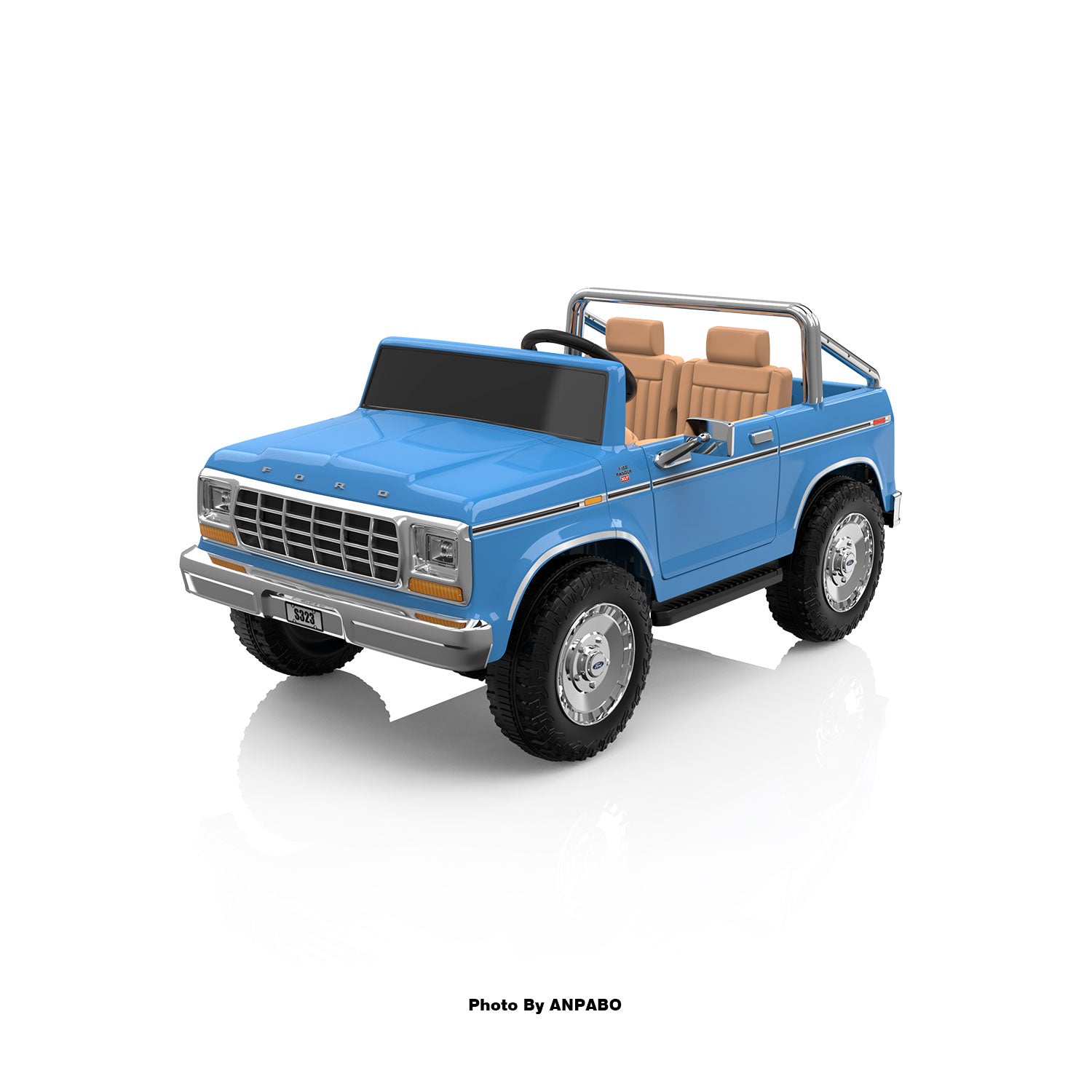 24V Classic Ford Bronco: Light Blue Retro Legend, Ready for Dual Adventures-light blue