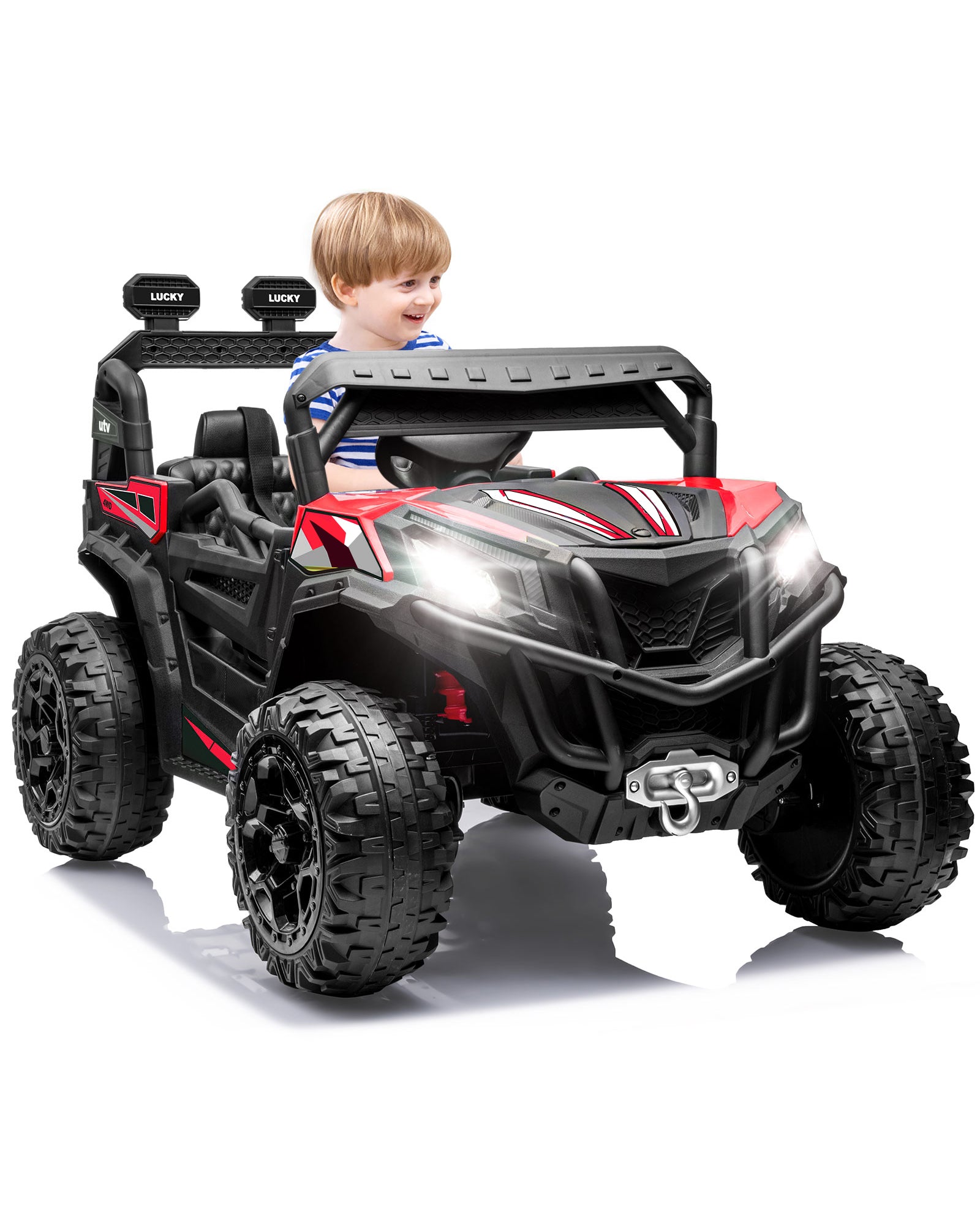 ANPABO All-Terrain 24V Ride-on Buggy 4WD UTV with Remote Control-red