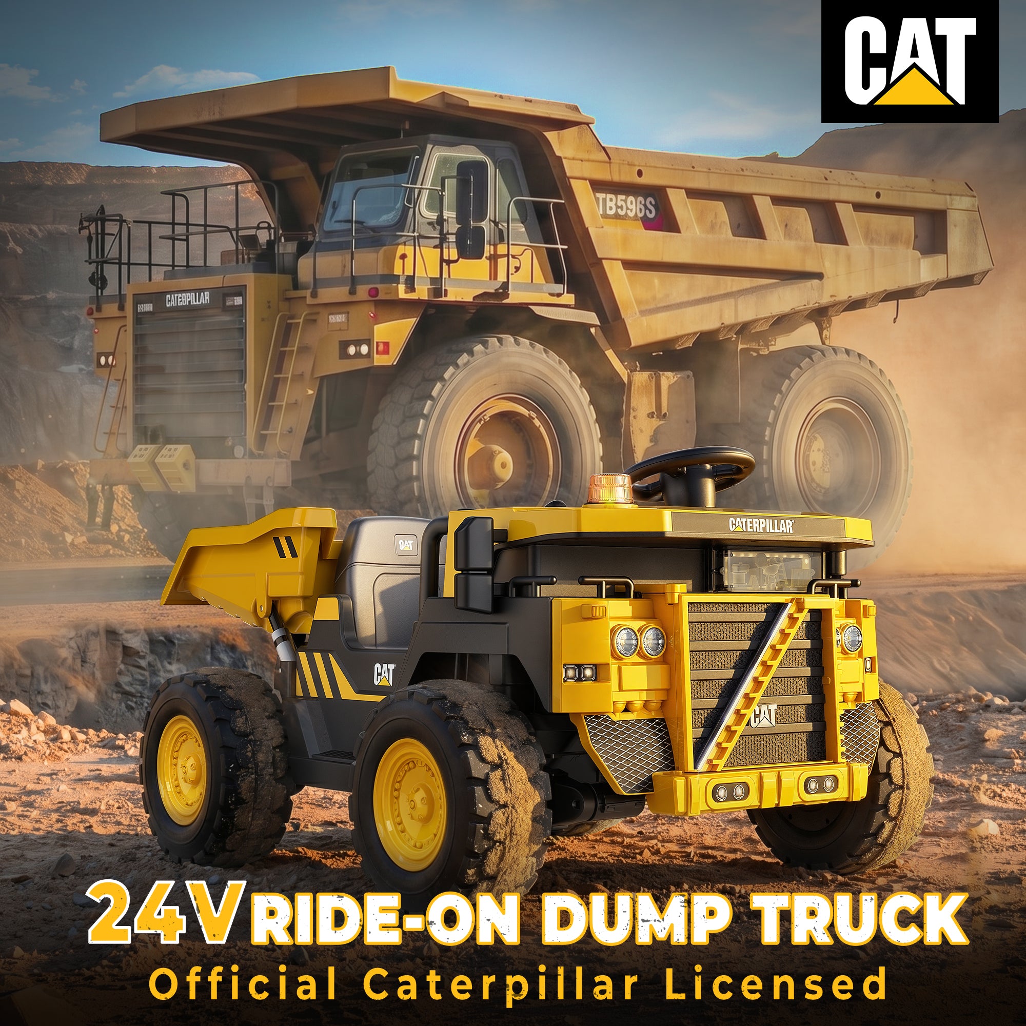 24V CAT Licensed Ride-On Dump Truck 797F