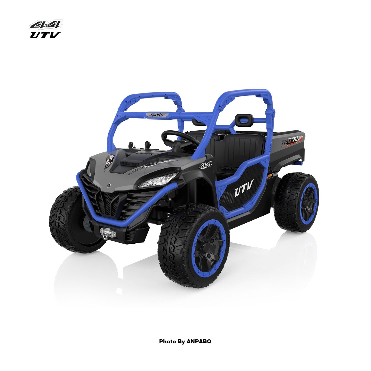24V All-in-One Utility Ride-On: 4WD Dump Truck & Off-Road UTV with Remote (2-Seater)-blue