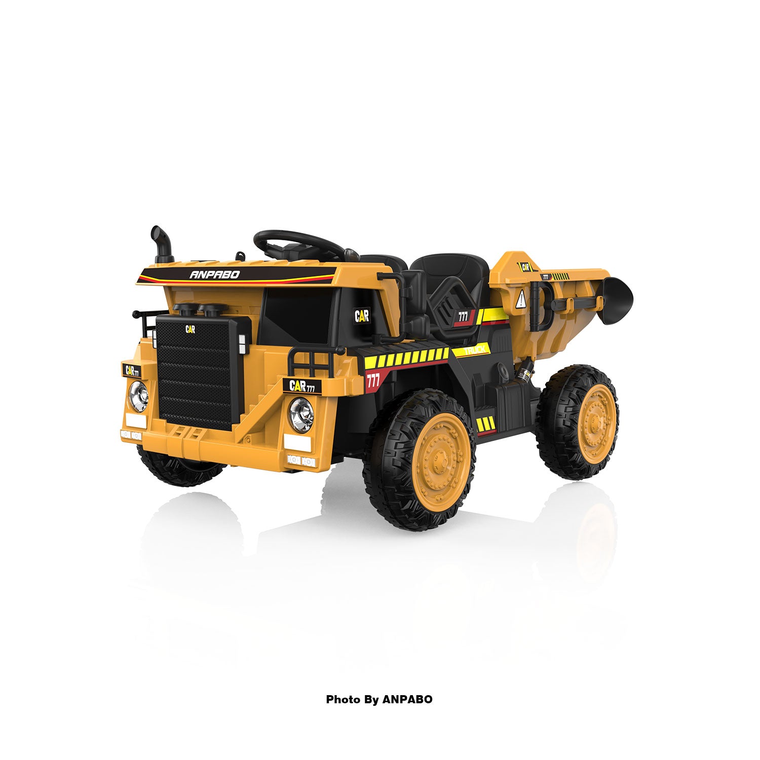 24V ANPABO Direct Ride on Dump Truck for Kids with Remote Control-yellow