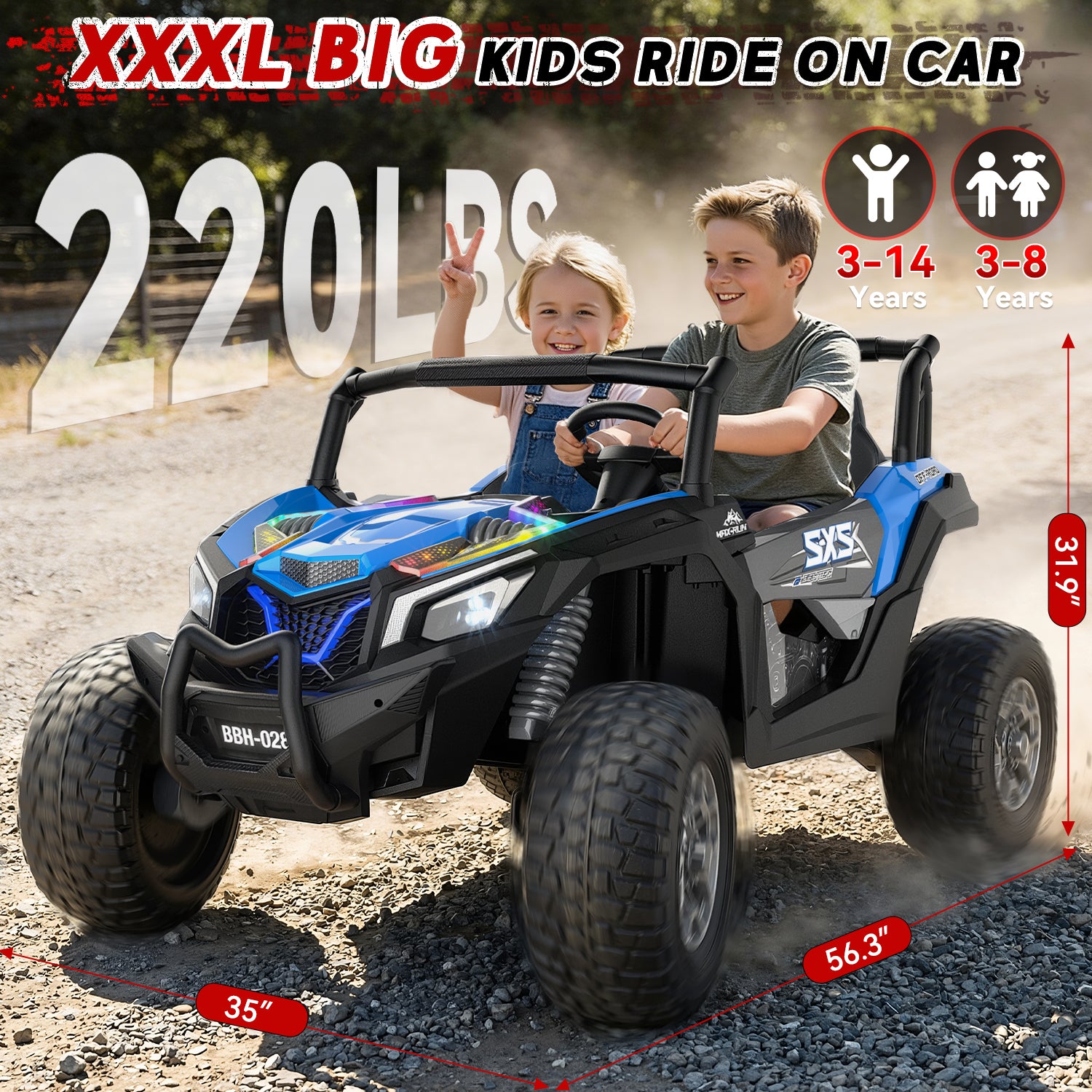 24V 4WD Kids Ride-On UTV: Powerful All-Terrain Adventure-blue