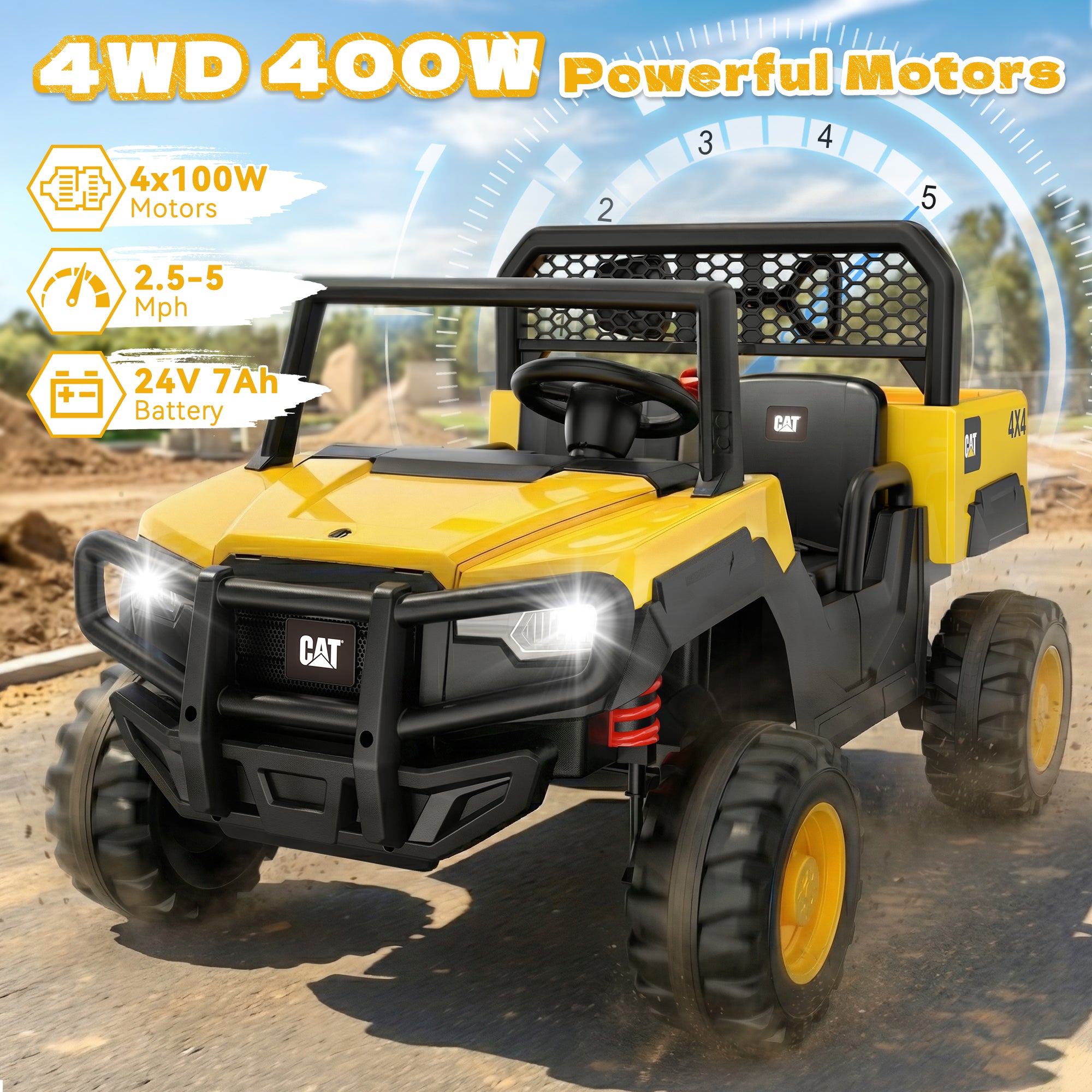24V Licensed Caterpillar Dump Truck Ride-On