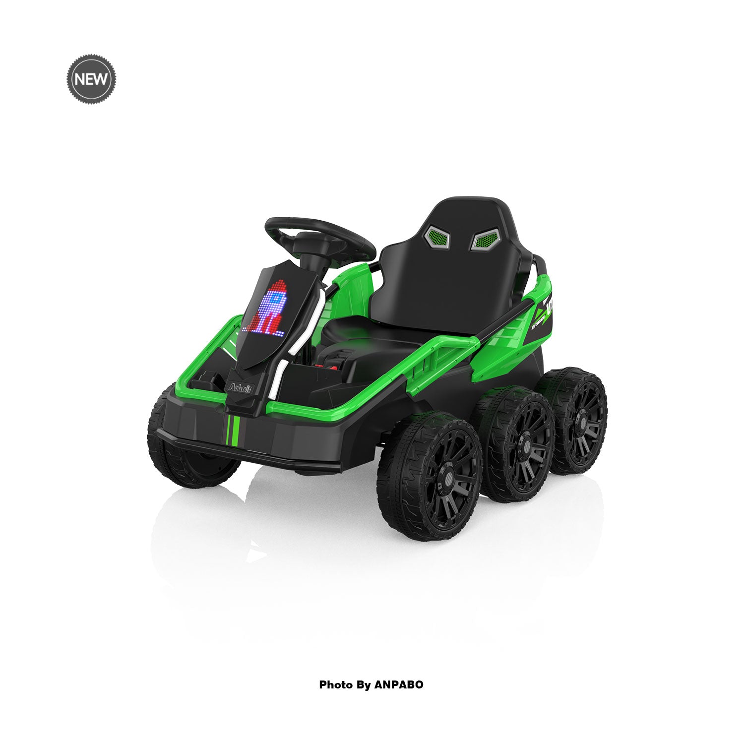 24V Kids Ride-On: 4WD, 17" Seat, Remote, Bluetooth Music, 5MPH-green