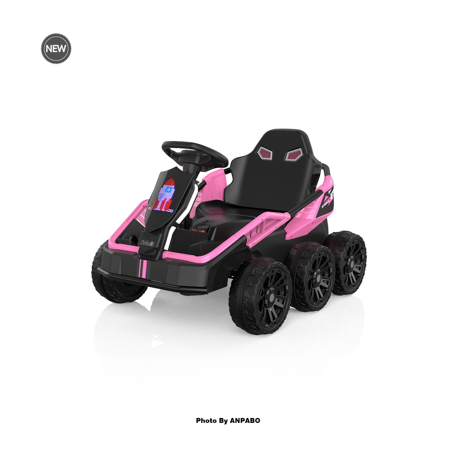 24V Kids Ride-On: 4WD, 17" Seat, Remote, Bluetooth Music, 5MPH-pink