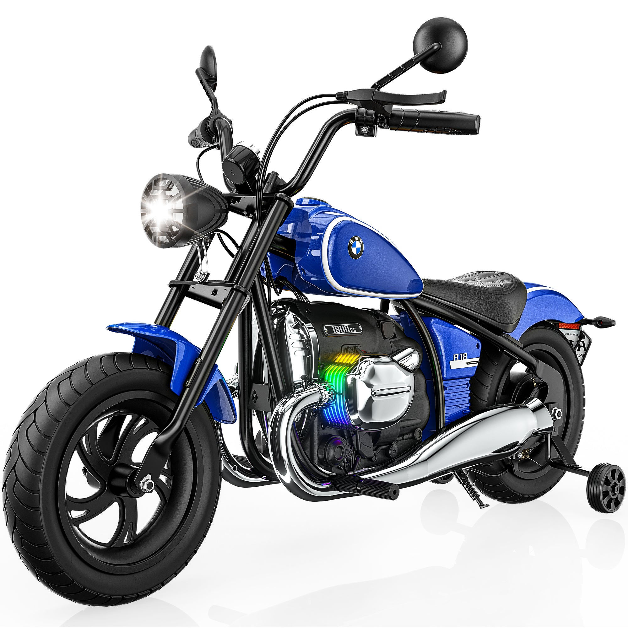 Anpabo 24V Kids Electric Motorcycle: Licensed BMW R18, 143 lbs Capacity, Dual Speed-blue
