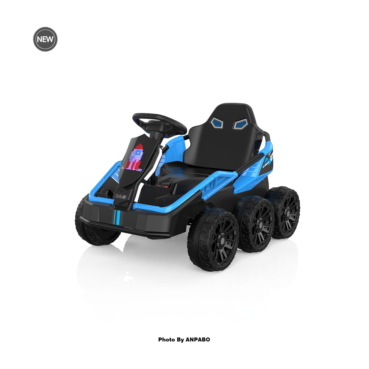 24V Kids Ride-On: 4WD, 17" Seat, Remote, Bluetooth Music, 5MPH-blue
